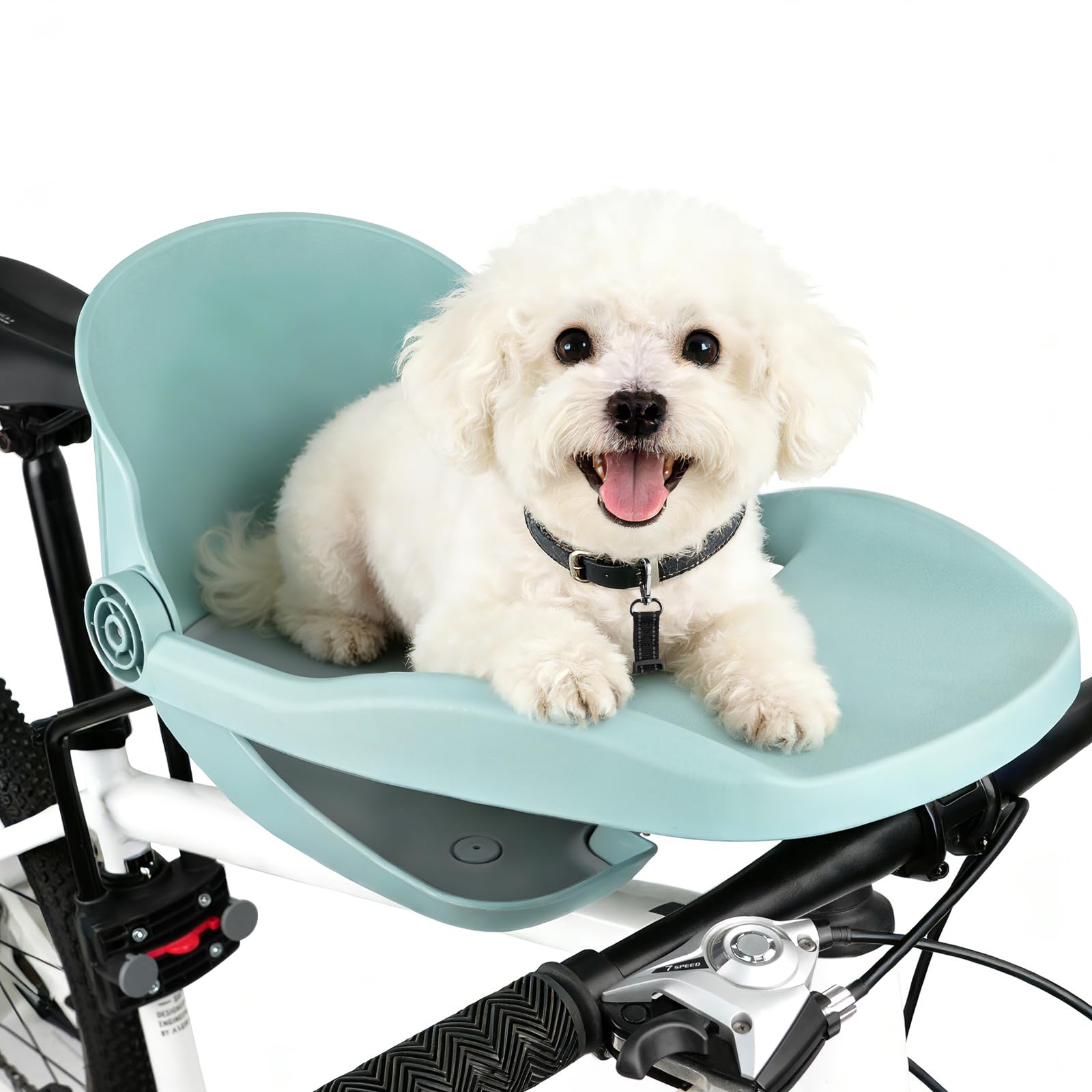 Hundekorb Fahrrad Vorne bis 15KG, Fahrradkorb für Hunde mit Robuste sichere Bodenplatte,und beschichtetem Metallverschluss für kleine&mittelgroße Hunde, 3D ergonomisches Design(Cyan)
