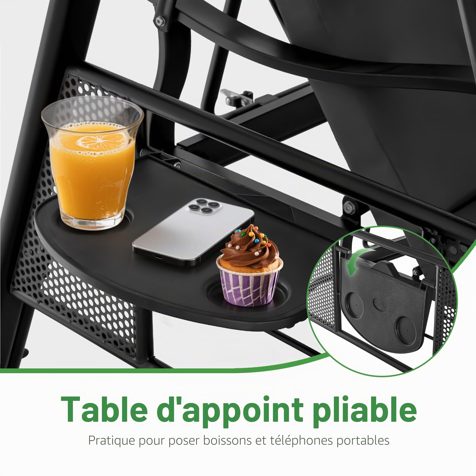 M MCombo Balançoire hollywoodienne 3 Places, 4093 avec Fonction de Couchage, Toit Solaire réglable & Porte-Boisson, balançoire de Jardin jusqu'à 360kg de Charge, Banc de balançoire Outdoor