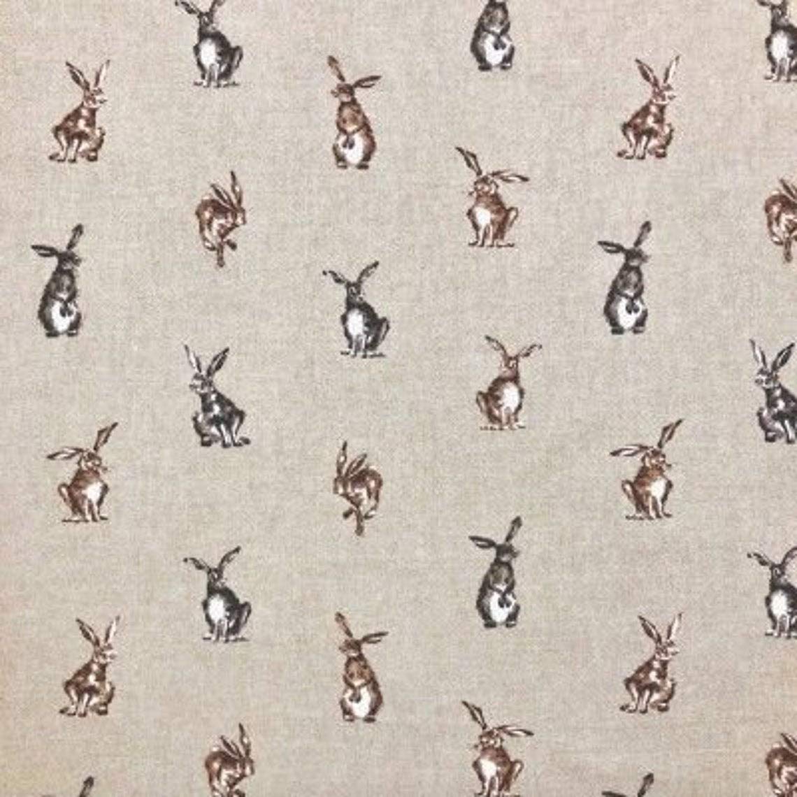 Thimbles Fabrics Beige | Shabby Hares Natural Design Cotton Rich Linen Look Fabric For Curtains Blinds Craft Quilting Patchwork & Upholstery 140Cm Wide – Sold By The Metre (Natural )