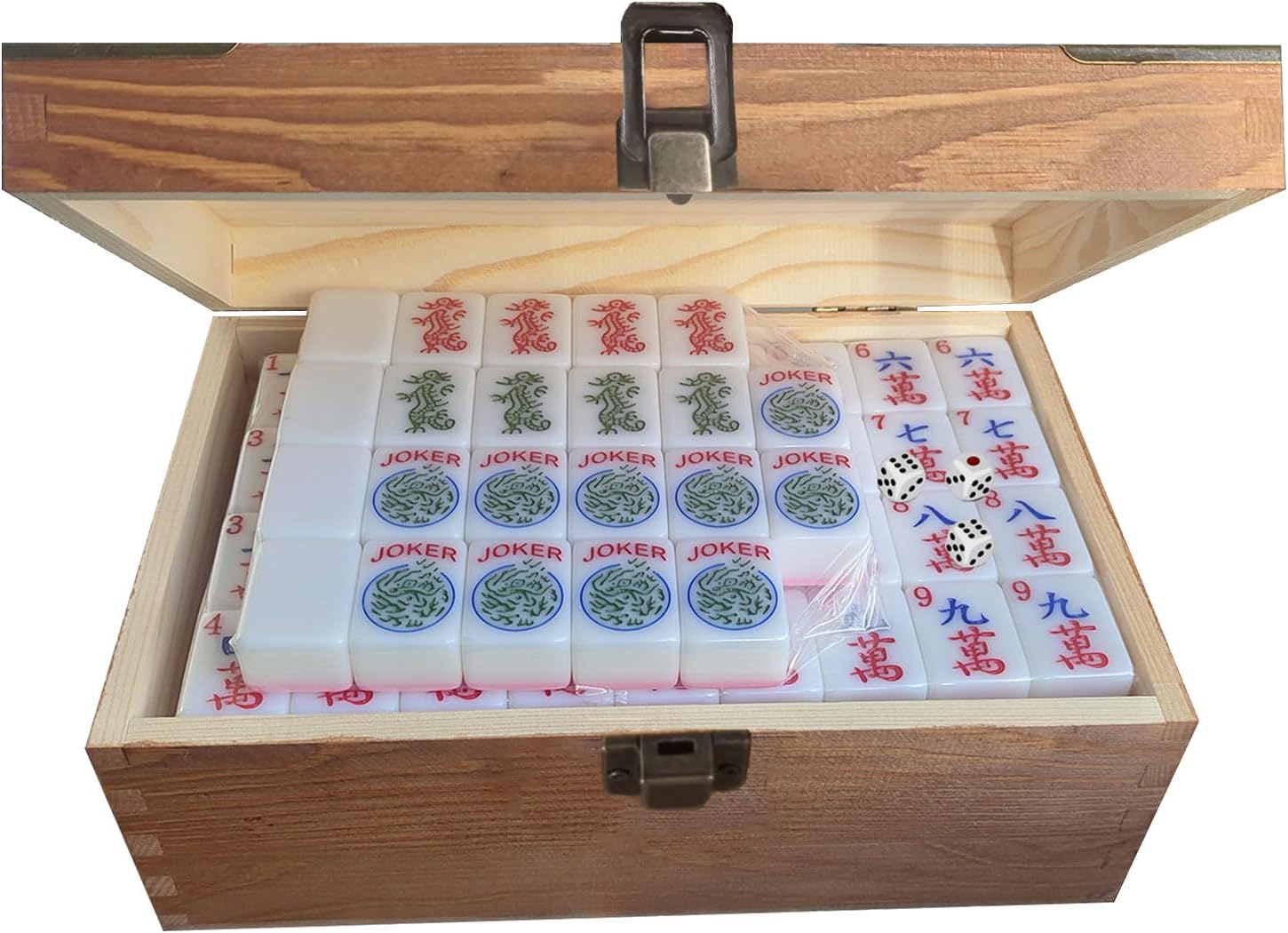 American Mahjong Set,166 White Tiles with Mahjong Storage Box.Portable Travel Complete Mahjong Set for Adults & Beginners