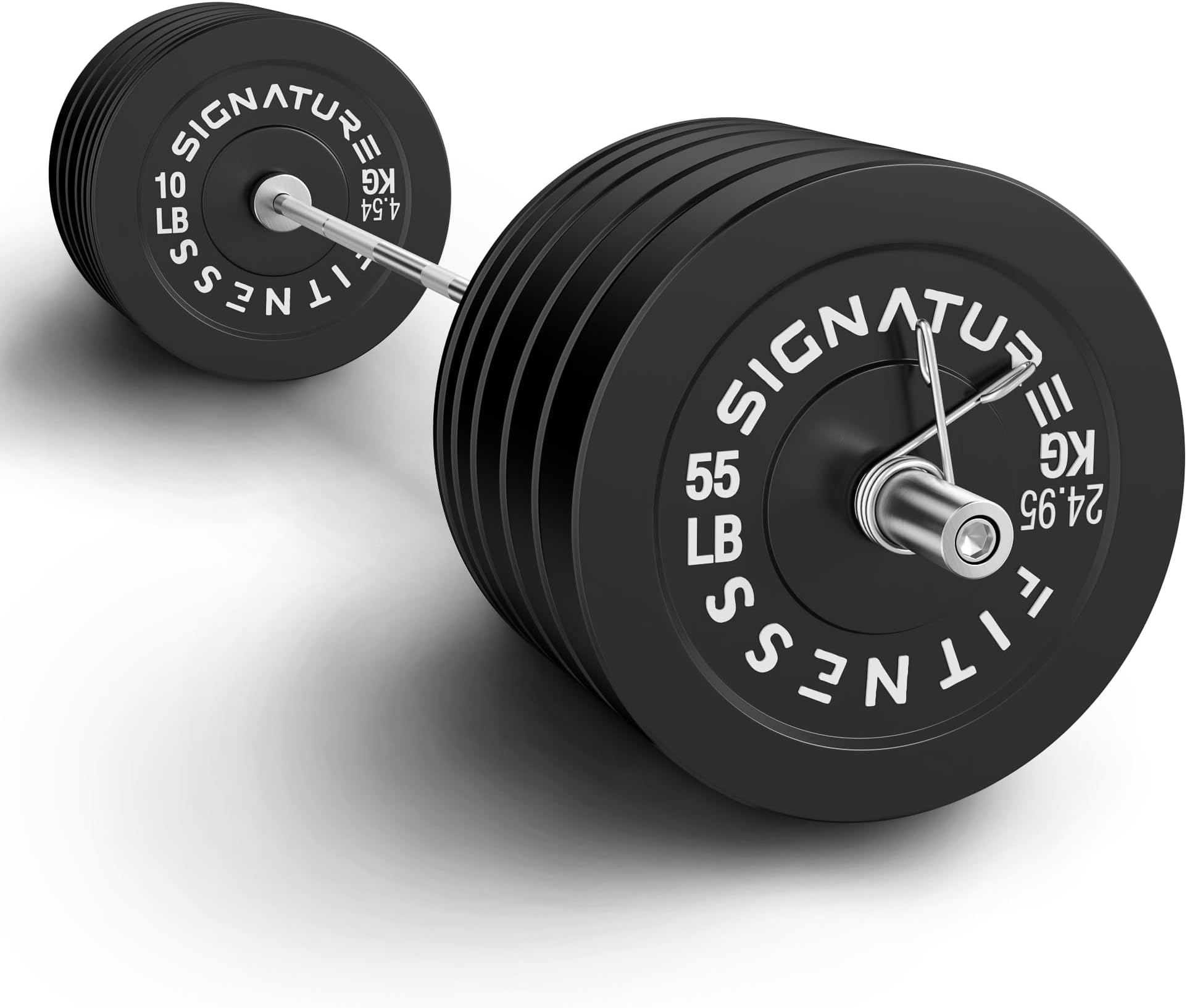 Fitvids Olympic 2" Bumper Plates Set Including 370LB Complete Weight, Black