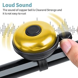 Xthuge Classic Bike Bell, Aluminum Bicycle Bell, Loud Crisp Clear Sound Bicycle Bike Bell for Adults Kids(Gold-Right Hand Use)