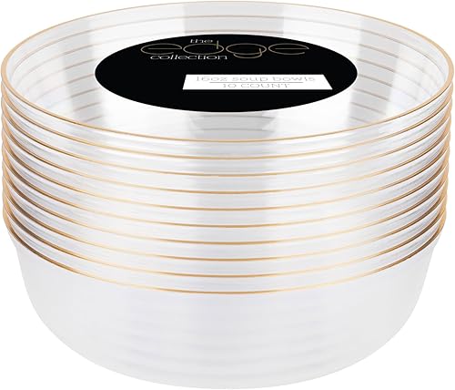 Miniatura 46 de [30 Pack 16 OZ Bowls] Edge Collection Mint Green Plastic Party Soup Bowls Premium heavyweight Elegant Disposable Tableware Dishes