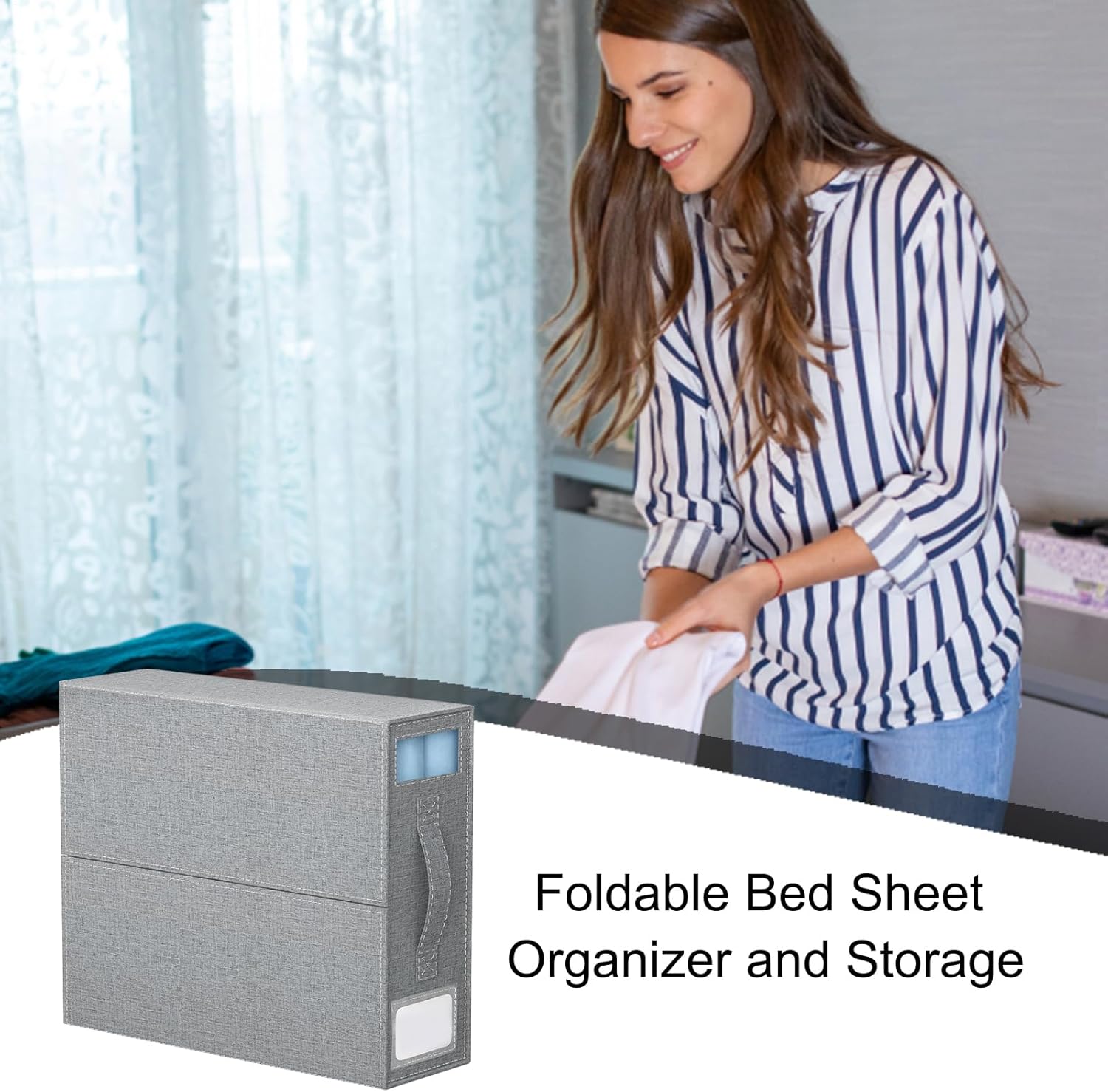 Under Bed Storage Sheet Organizerr - Closet Organizers Storage for Foldable Bedding, Duet Cover and More, Foldable Beddinng Storagee with Oxford Cloth Organizer and Zipper Closure