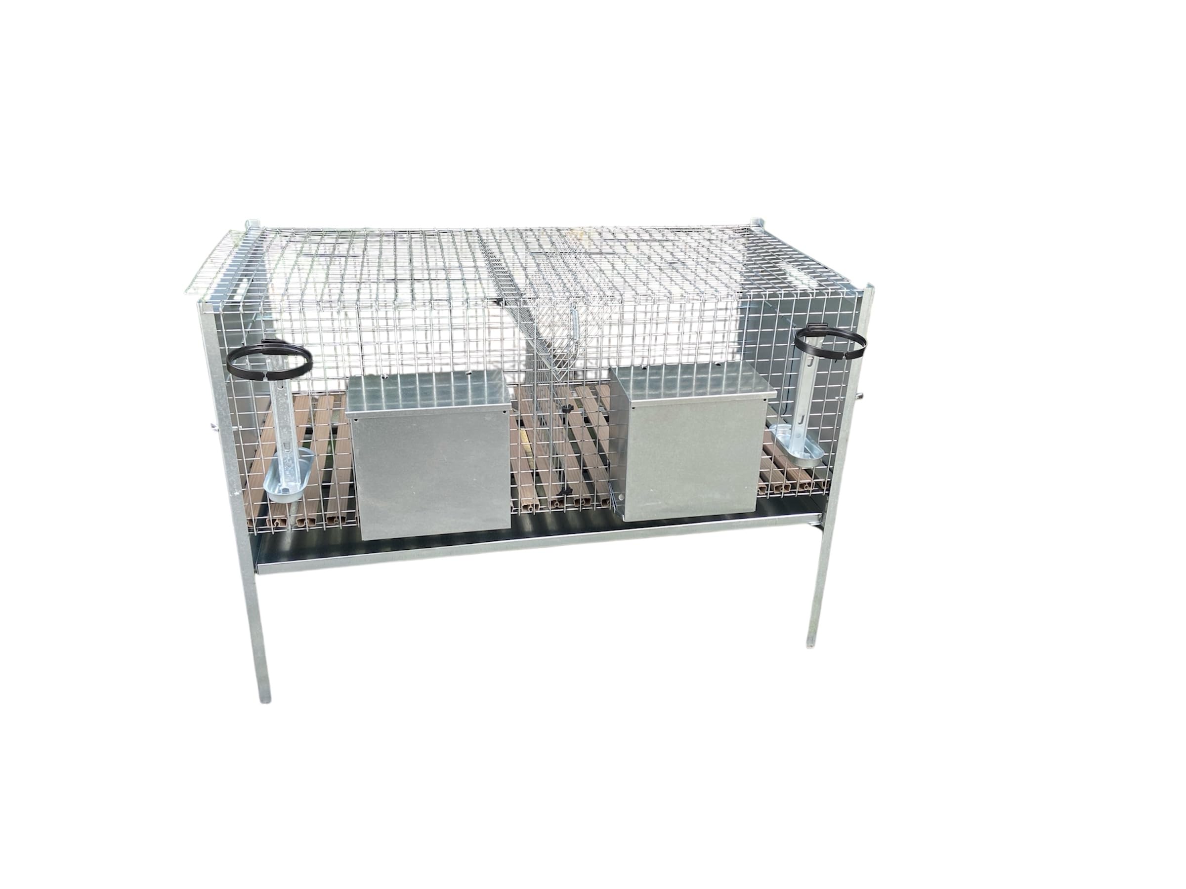 Gabbia Conigli Fattrici K13. Conigliera con 2 Scomparti Sovrapponibile. Cm 154 x 53 x H 70