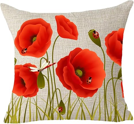 red flower pillow