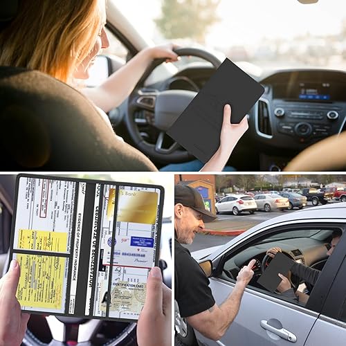 Miniatura 6 de Versión mejorada Soporte para registro y seguro de automóvil  Organizador de documentos premium y organizador de documentos de guantera de vehículos