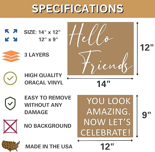 Miniatura 6 de Calcomanía de espejo para selfie para letrero de entrada de boda, calcomanías de Hello Friends Now Let's Celebrate - Calcomanías de espejo para