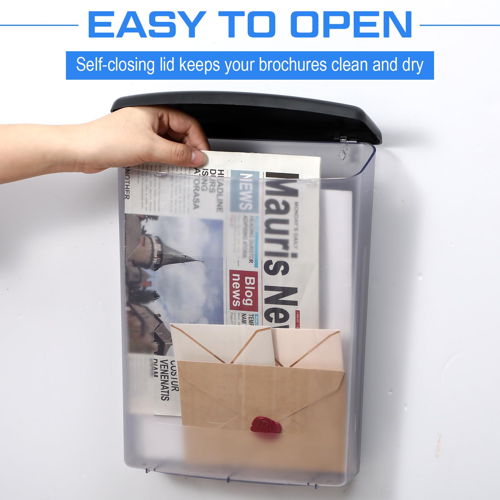 BTSKY Outdoor Brochure Holder - Wall Mount Literature Display Box Waterproof For Flyers & Newspapers