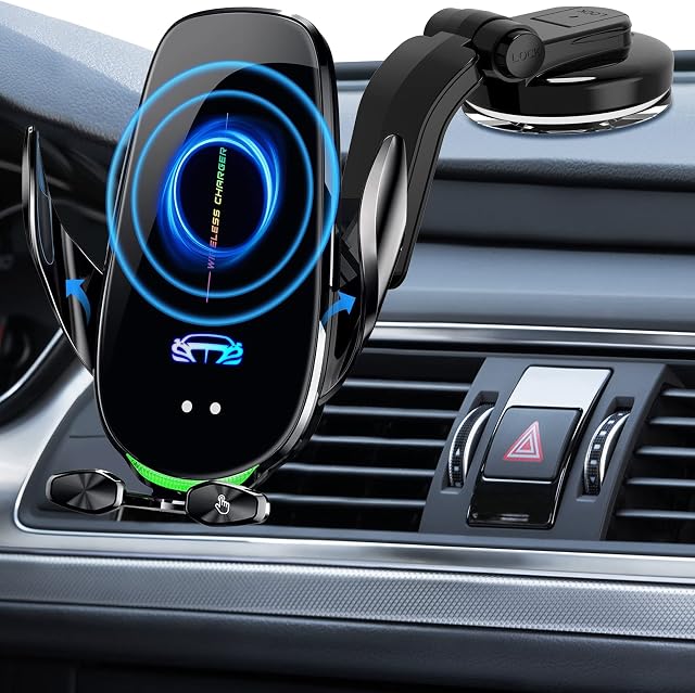 Wireless Car Charger, 15W Qi Fast Charging Car Phone Holder Mount, Auto Clamping Car Charger Phone Mount, Windshield Dashboard Air Vent Phone Holder, for iPhone 14/13/12/11/X, for Samsung Galaxy Note