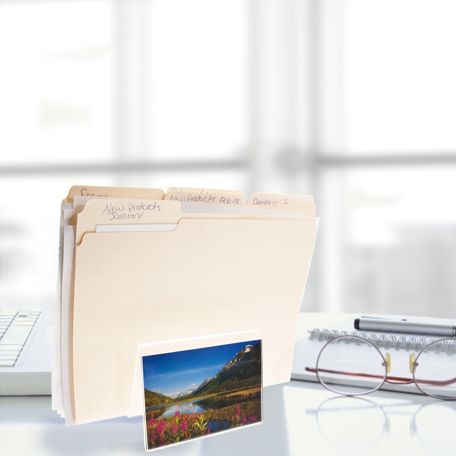 Source One Deluxe Clear Acrylic Desk Organizer with Picture or Postcard Display