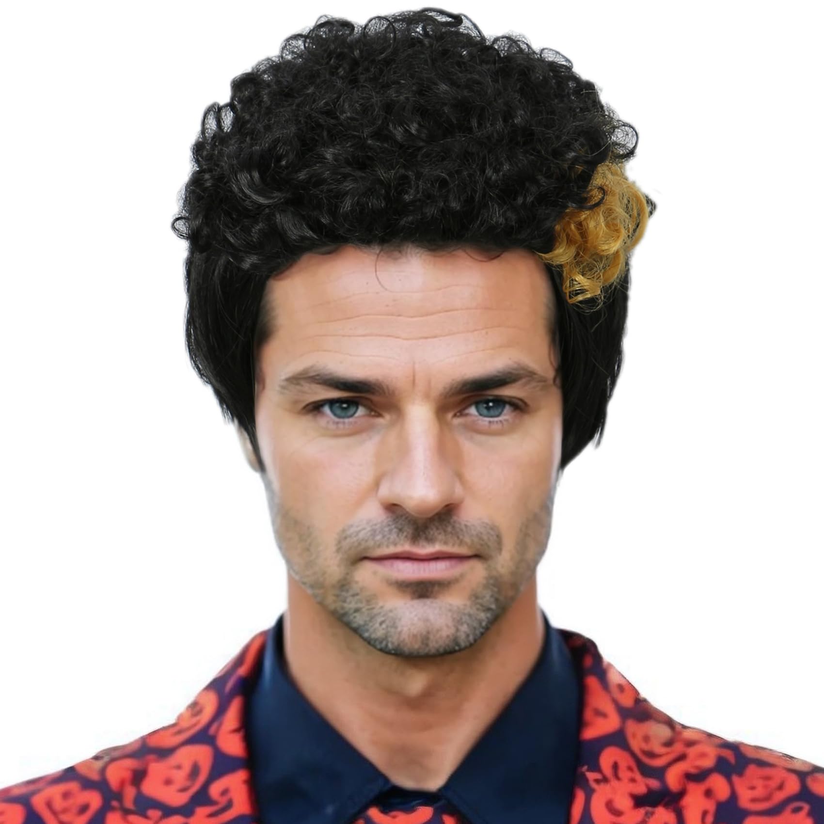 Linfairy Short 80's Costumes Men's Disco Dirt Bag Wig (Black Yellow)