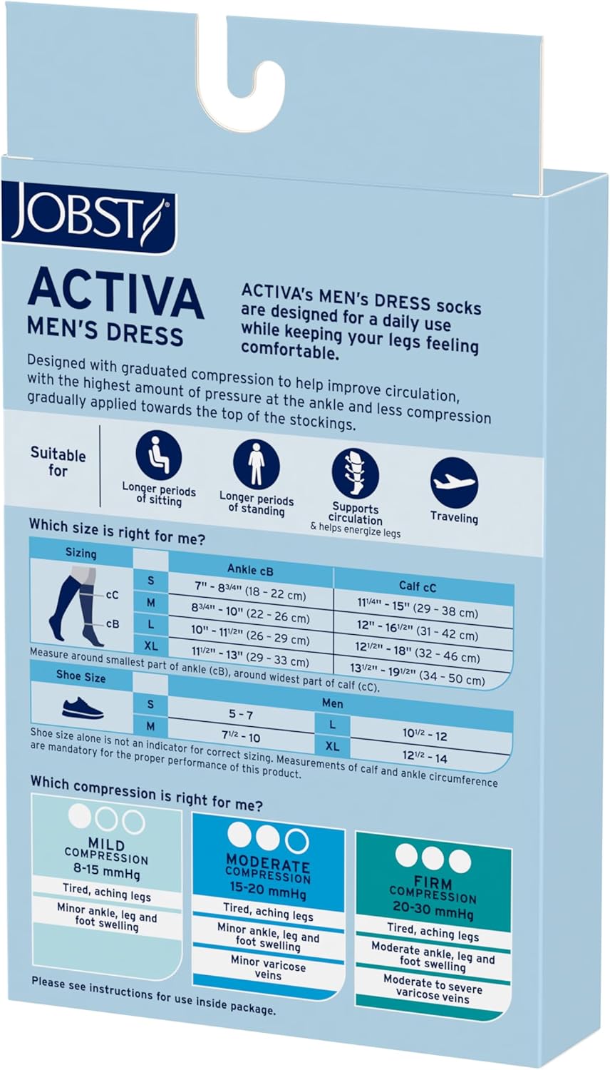 JOBST ACTIVA Men's Dress 8-15 mmHg Compression Socks Knee High Closed Toe - Image 2