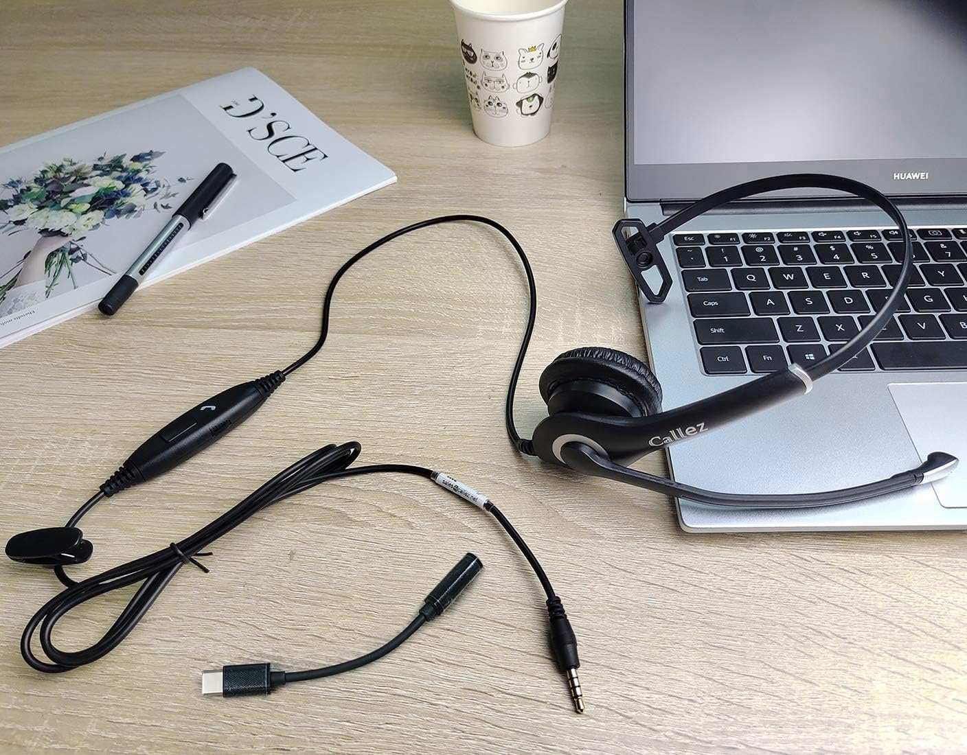 Cuffie PC Telefono Cellulare con Microfono Cancellazione del Rumore, Auricolare PC 3,5mm USB C per Computer Smartphone Laptop, Business Ufficio, Skype Zoom Seminario Web, Chat Chiare, Ultra Comfort