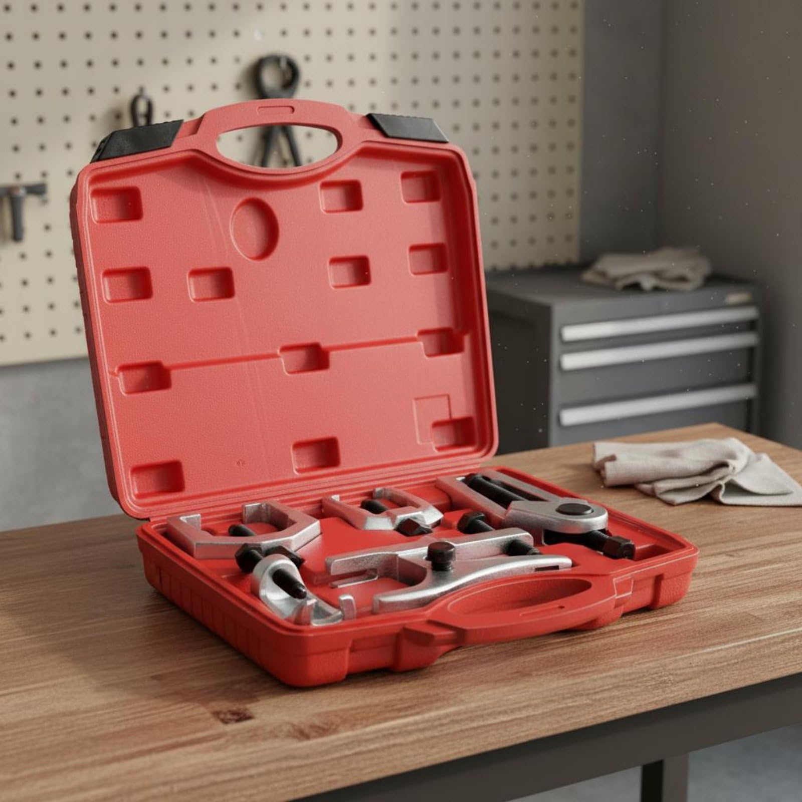 Estrattore Snodo Sferico Kit Attrezzi Chassis Separatore Sospensione Smonta Testine Tirante Lega Acciaio Operazioni Veloci Adatto per Garage Servizio Anteriore, Rosso