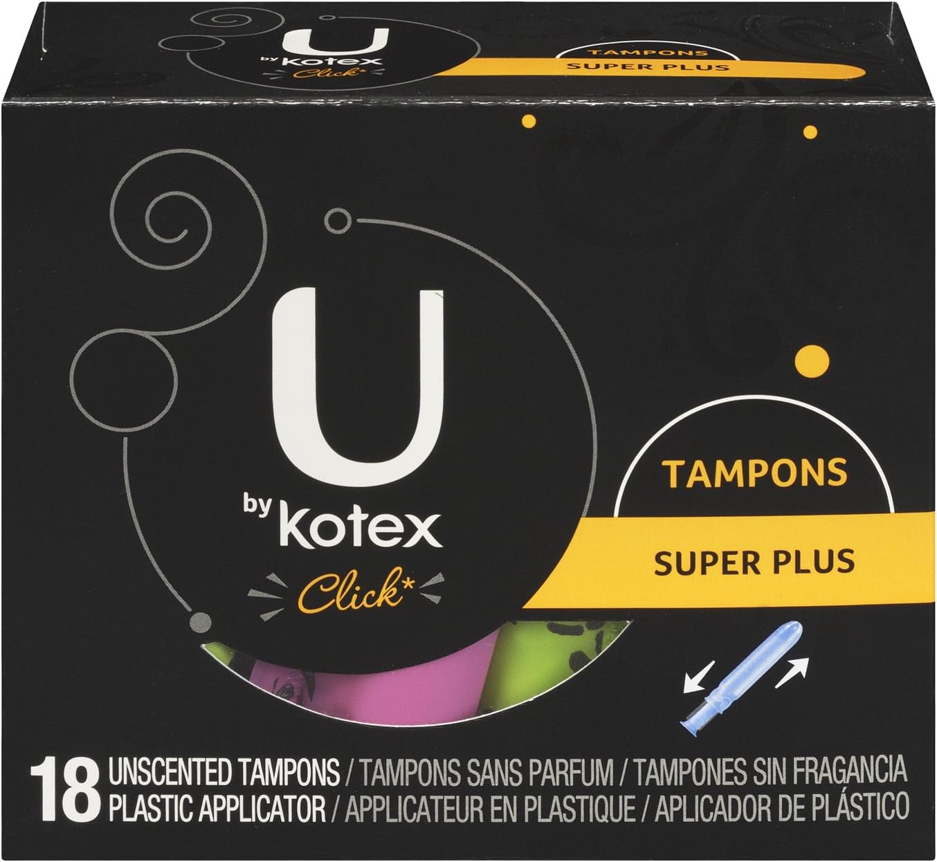U by Kotex Click* Super Plus Tampons, 18 Count (Pack of 4)