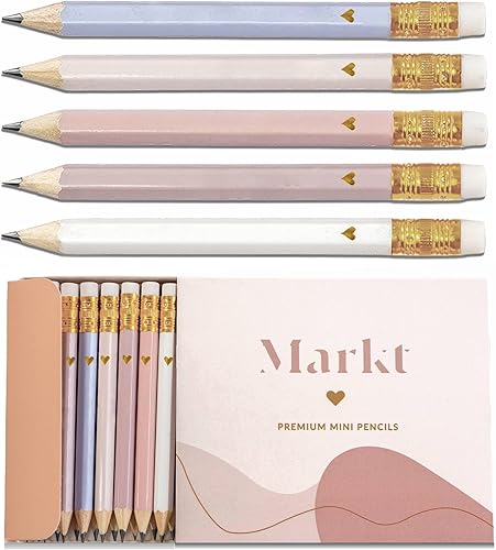 Miniatura 8 de Markt Mini lápices para juegos de baby shower, niños, lápices de corazón, juego de lápices azules pequeños