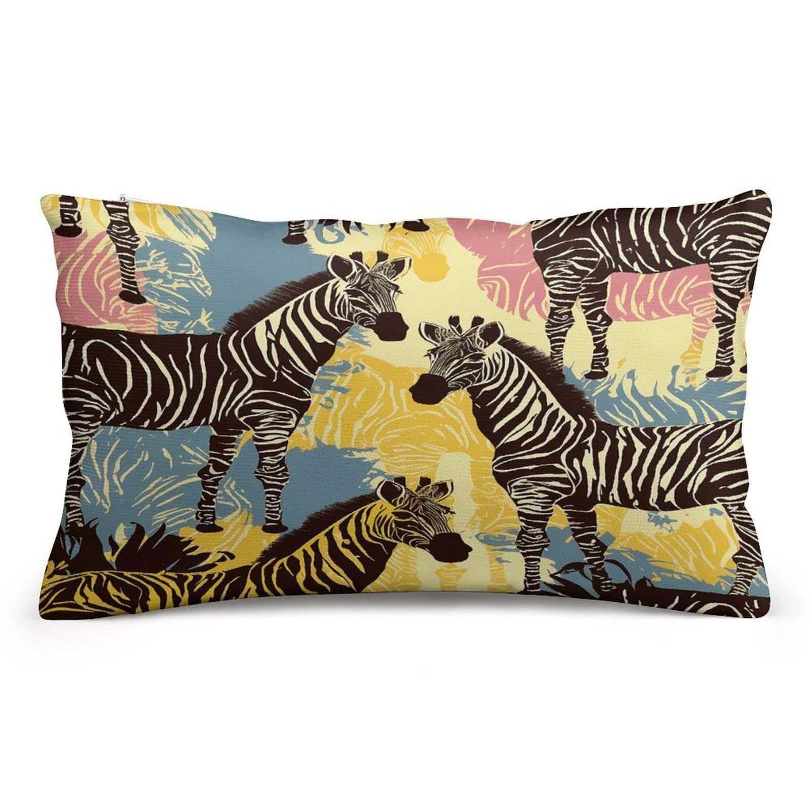 asbwuo Rectangular Decorative Throw Pillow Cover Soft Cushion Cover Giraffe and Zebra Queen Pillow Cases for Couch Sofa Living Room Bed
