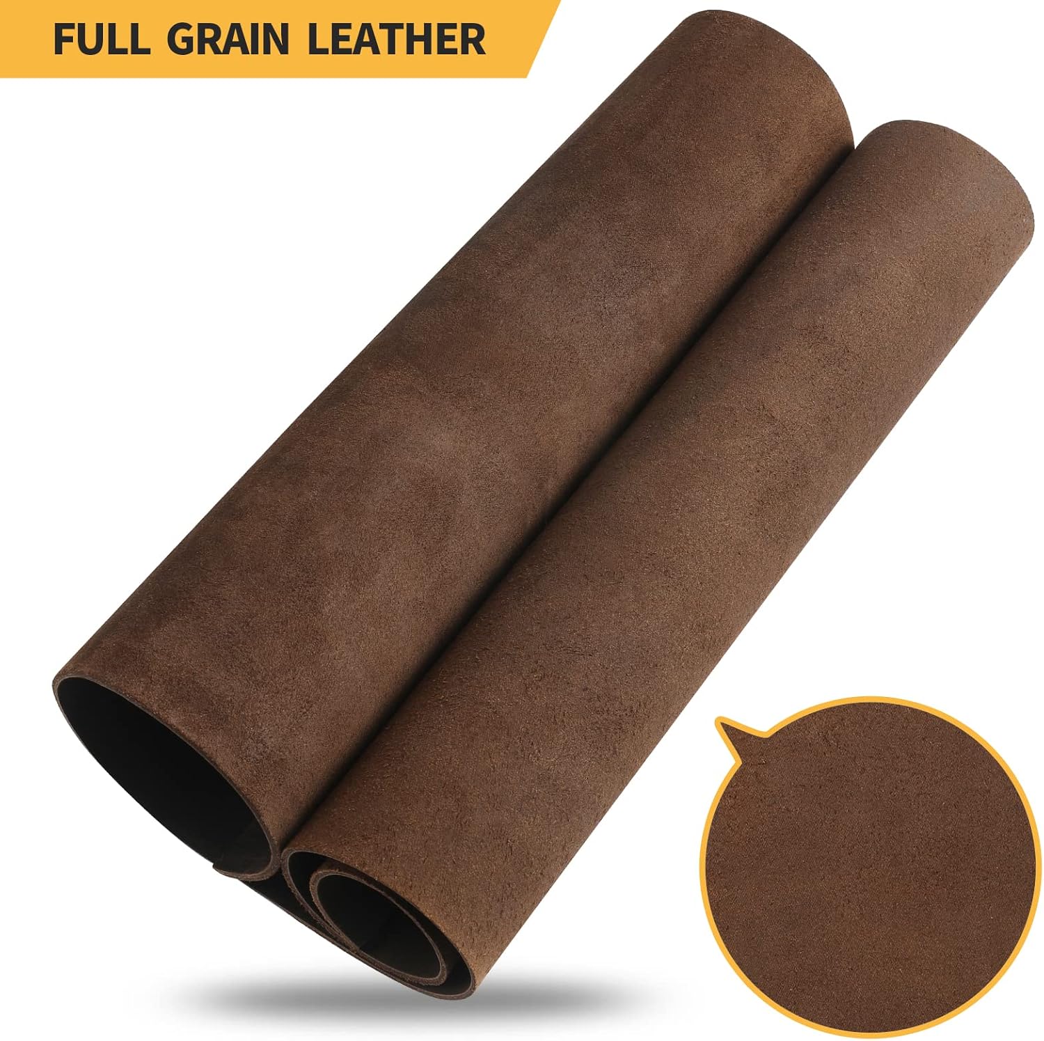 RingSun 24''X24'' Coffee Leather Sheets for Crafts (2mm), Full Grain Leather Tooling Leather 24''X24'' Black Coffee