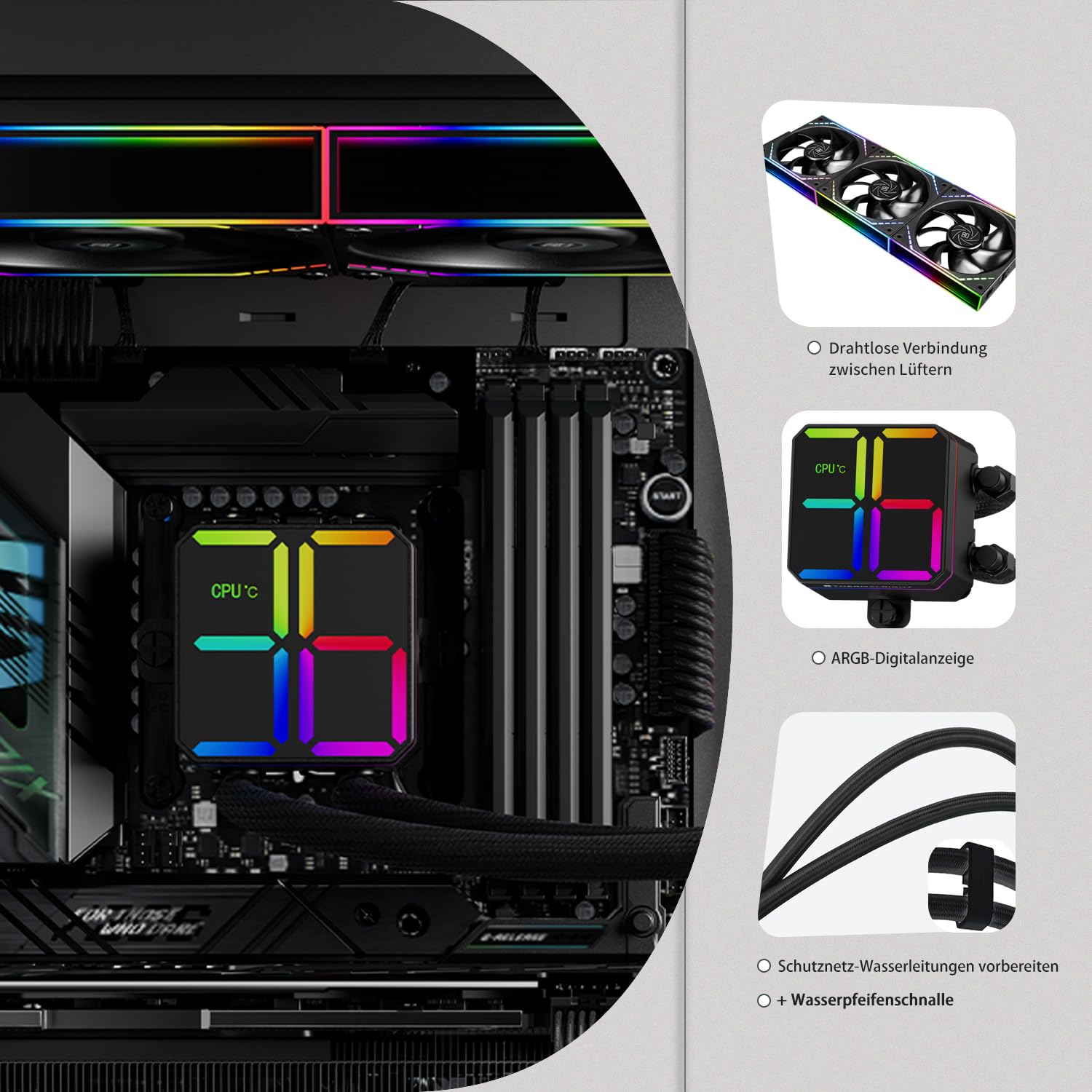 TR-Thermalright Magic Qube 360 ARGB Black, chłodzenie cieczą CPU, 360 mm AIO, ekran cyfrowy ARGB z wentylatorem CPU typu building block, dla AMD AM4/AM5, Intel LGA1851/1700/1150/1151