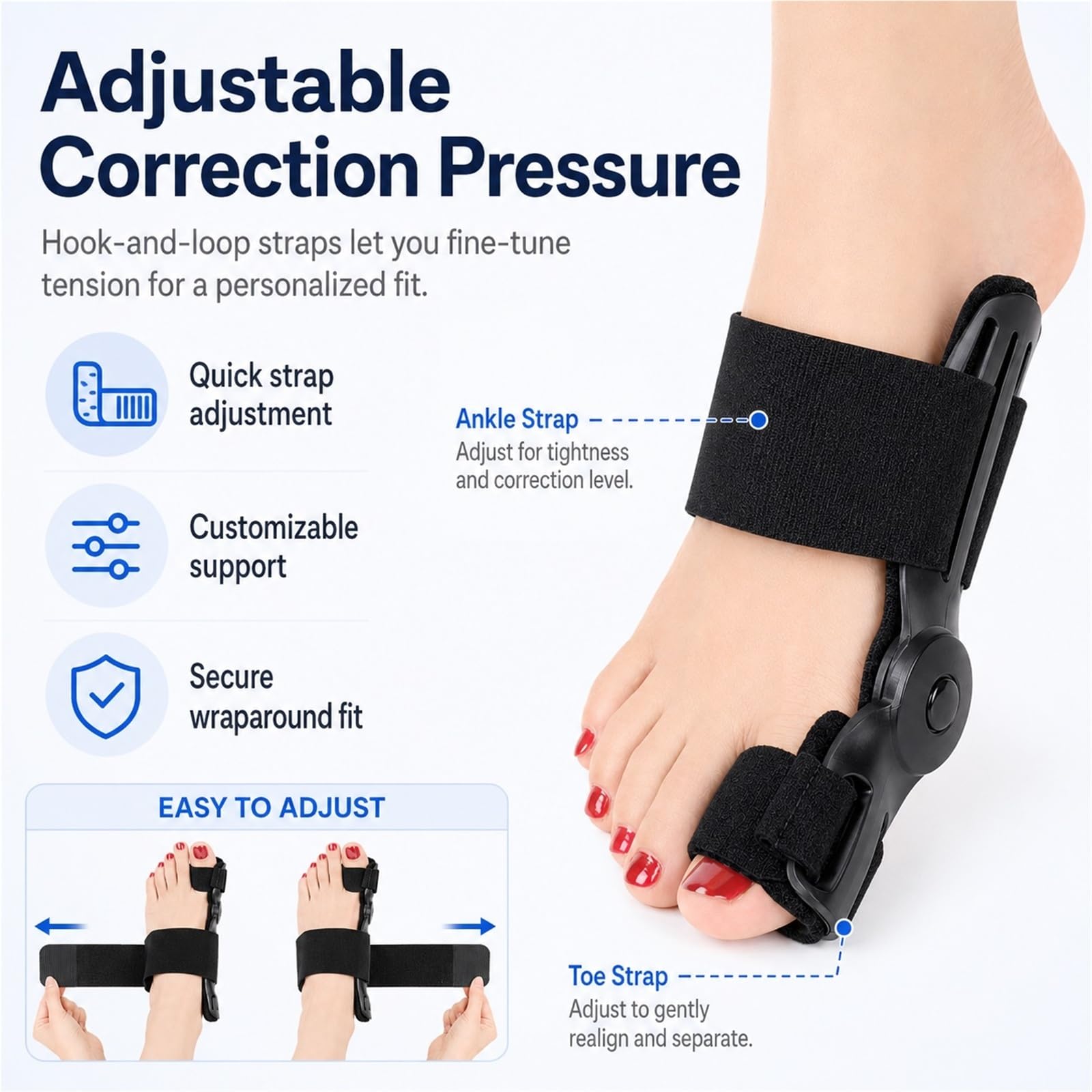 Hallux Valgus Korrektur Damen Herren Verstellbare Orthopädische Ballenzeh Schiene Atmungsaktiv Anti Rutsch Zehenspreizer zur Schmerzlinderung Fußkorrektur Universal