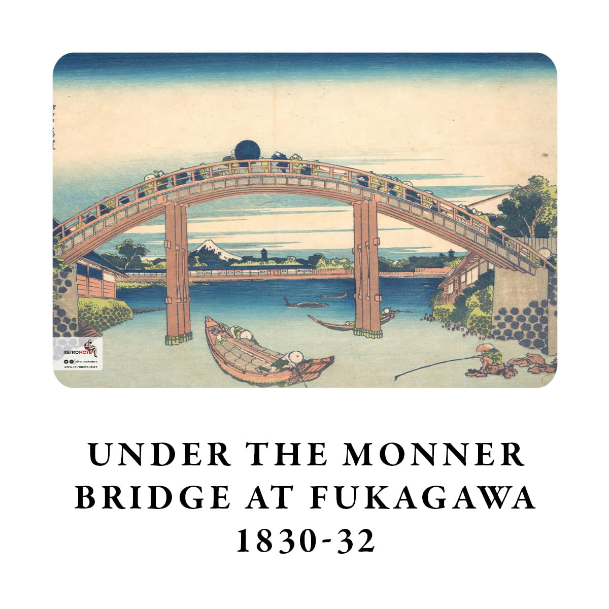 Retronote Mount Fuji Series IV - A5, Hokusai Book Set of 4 IV, Unlined, Total 256 Pages, 64 Pages, Wire Stitching, Flexible Cover, Oval Edge, Canvas Texture, 60 grams, Yellow Cream Colour