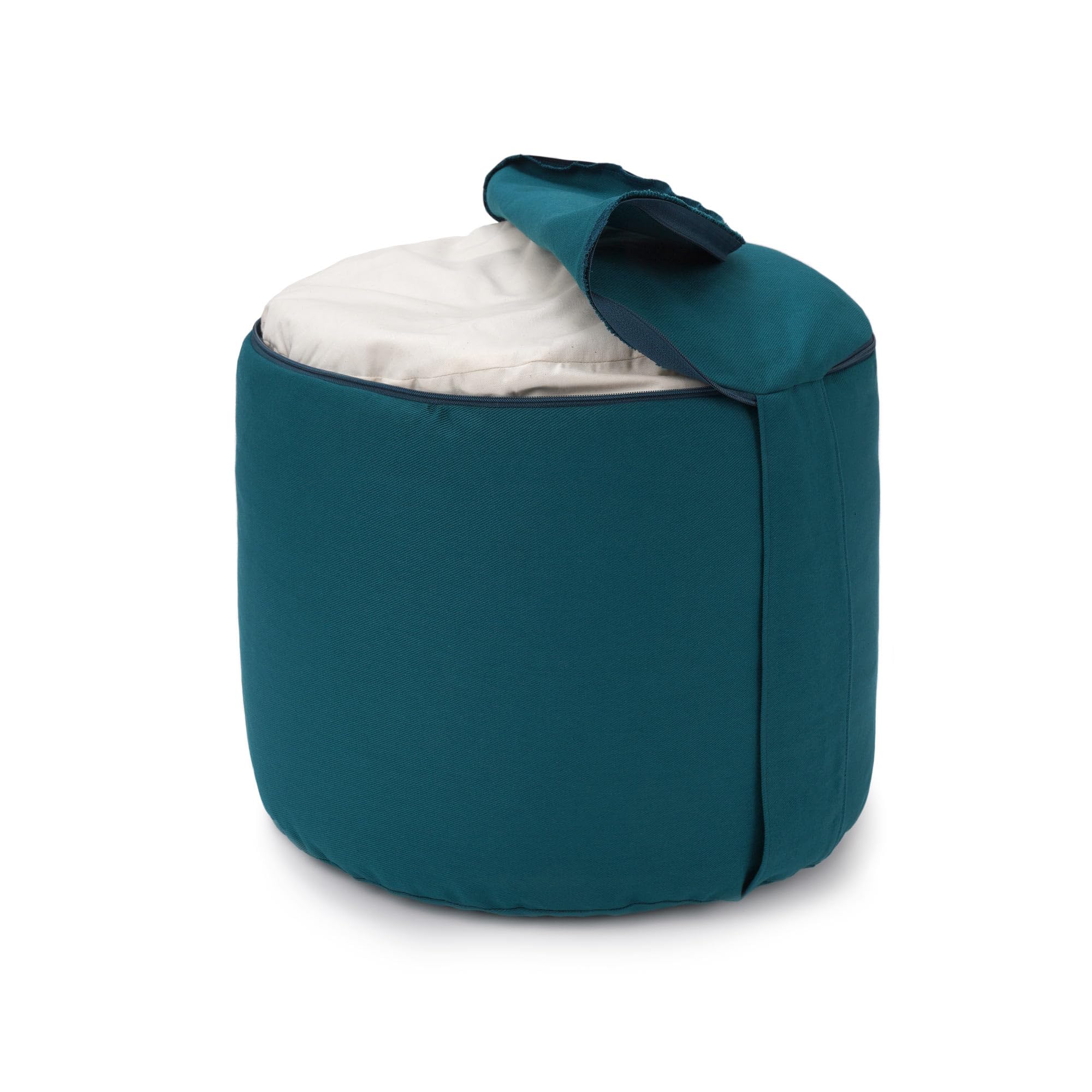Yogabox Glückssitz Rondo Big D – Meditationskissen | Baumwolle mit Buchweizenschalenfüllung | Ergonomisch 28 cm Höhe für große Menschen über 1,95 m