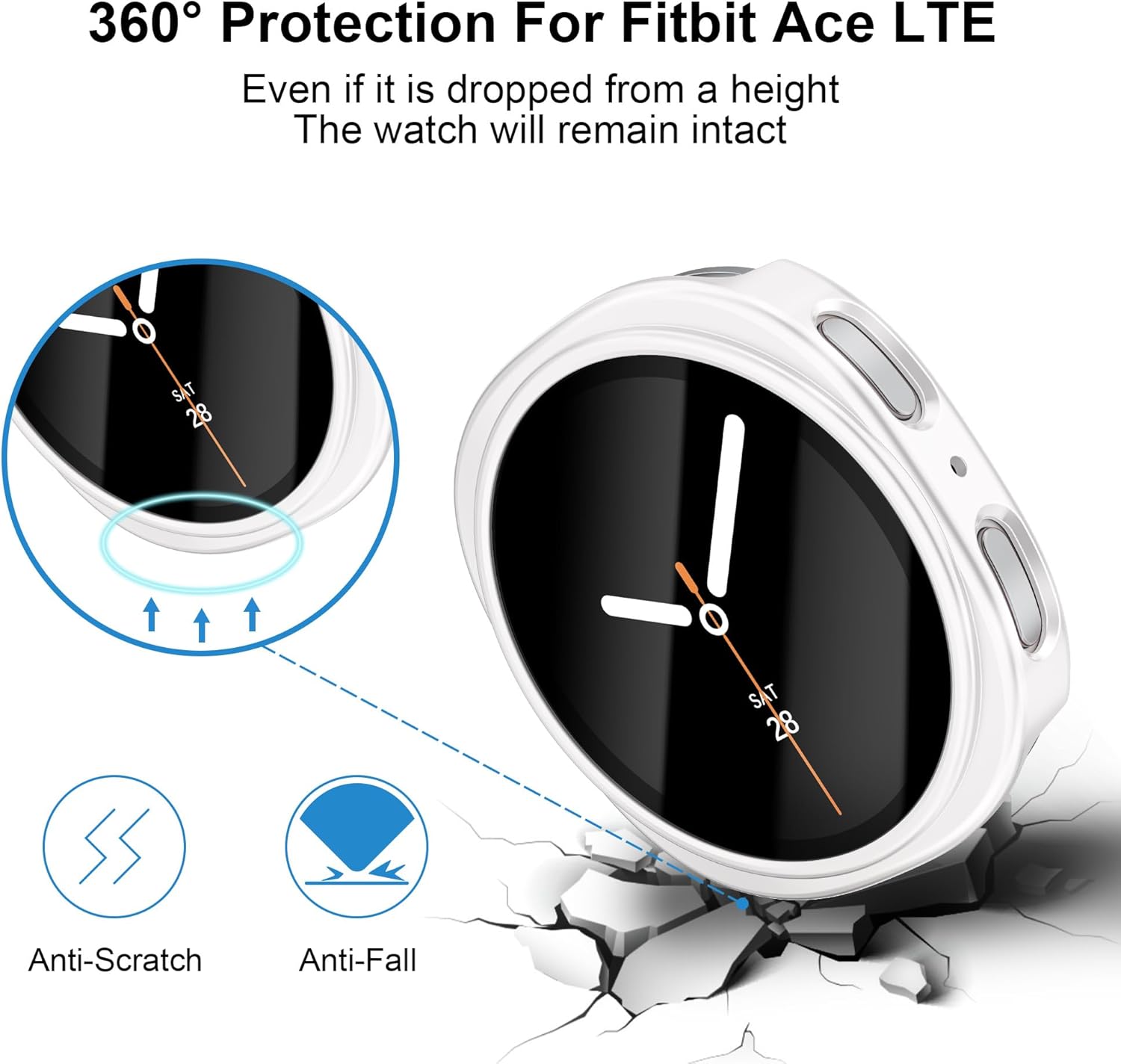 2 Pack Case With Tempered Glass for Samsung Galaxy Watch 8 Screen Protector 40mm Women Men,Hard PC Overall Protection Anti-Slip Scratch-Resistant Cover for Samsung Galaxy Watch 8 Case 40mm Accessories - Image 2