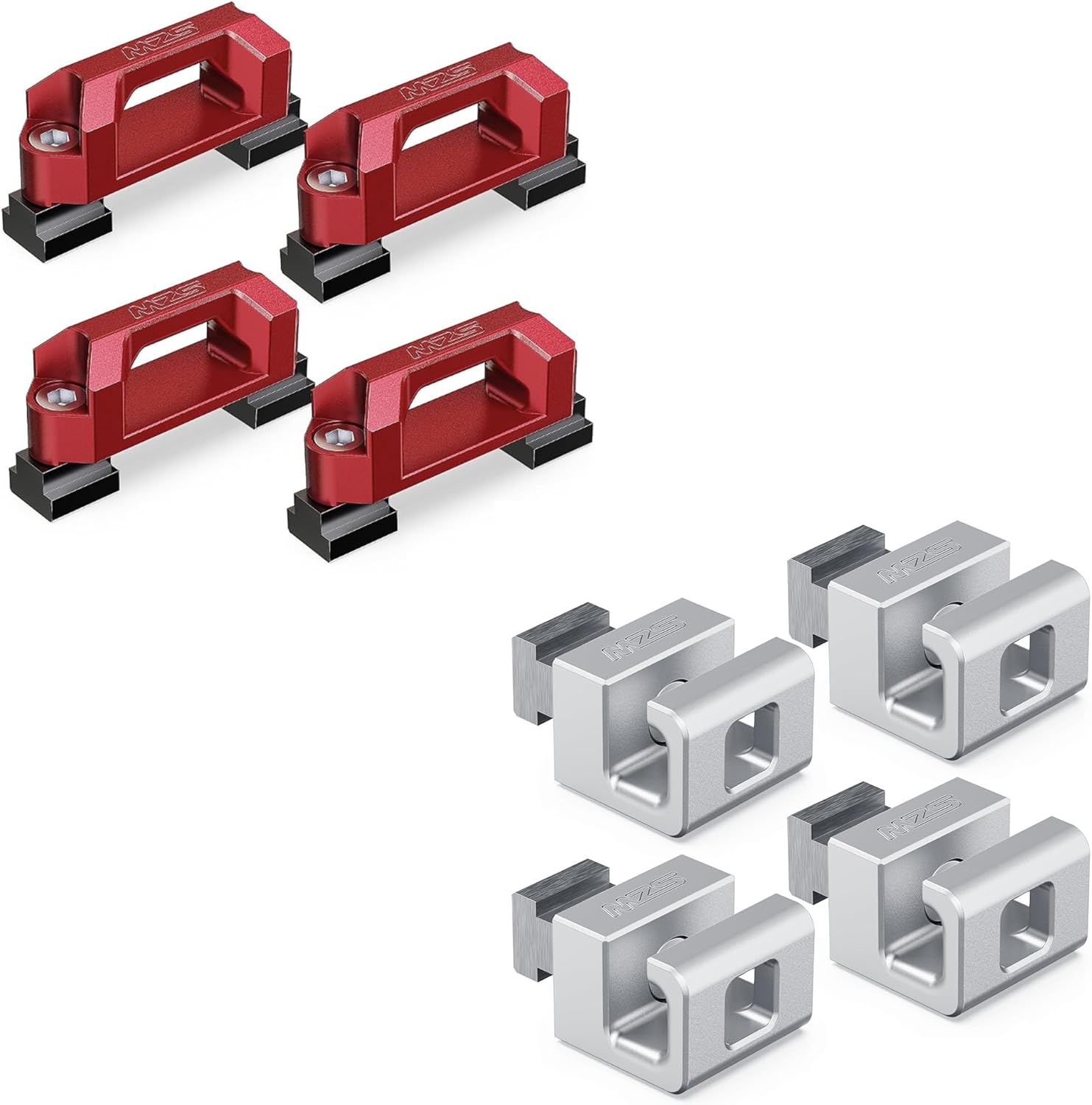 MZS Tacoma Tie Down Anchors, Truck Bed Rail Cleats Compatible with Tacoma Tundra Gladiator Pickup for Cargo Trailer, Replace PT27835160 (Silver+Red, 8pcs)