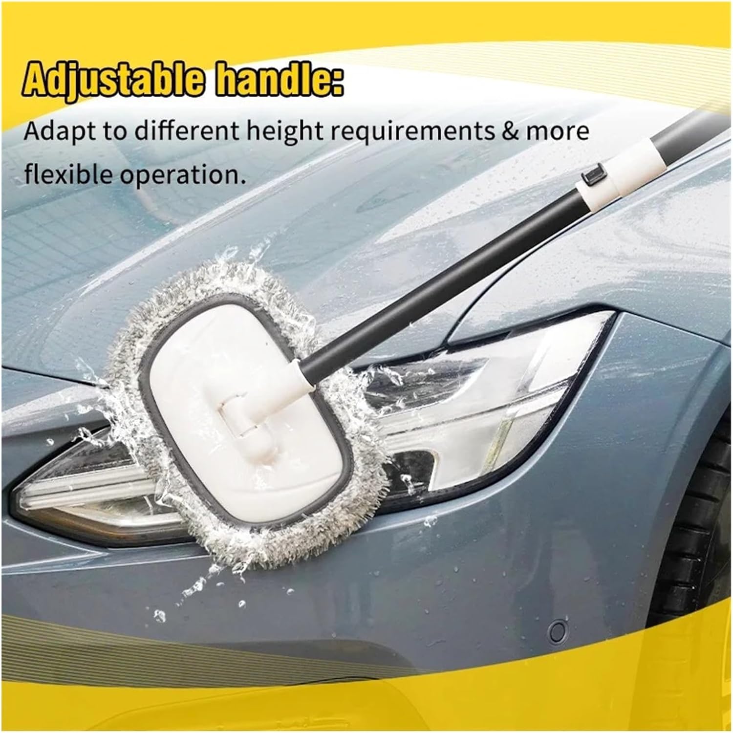 Fit for Car Wash Brush Mop Cleaning Tool with Long Handle Kit for Washing Detailing Cars Truck, SUV, RV, Trailer, Boat Chenille Microfiber Sponge Not Hurt Paint Scratch Free(1PCS brush)