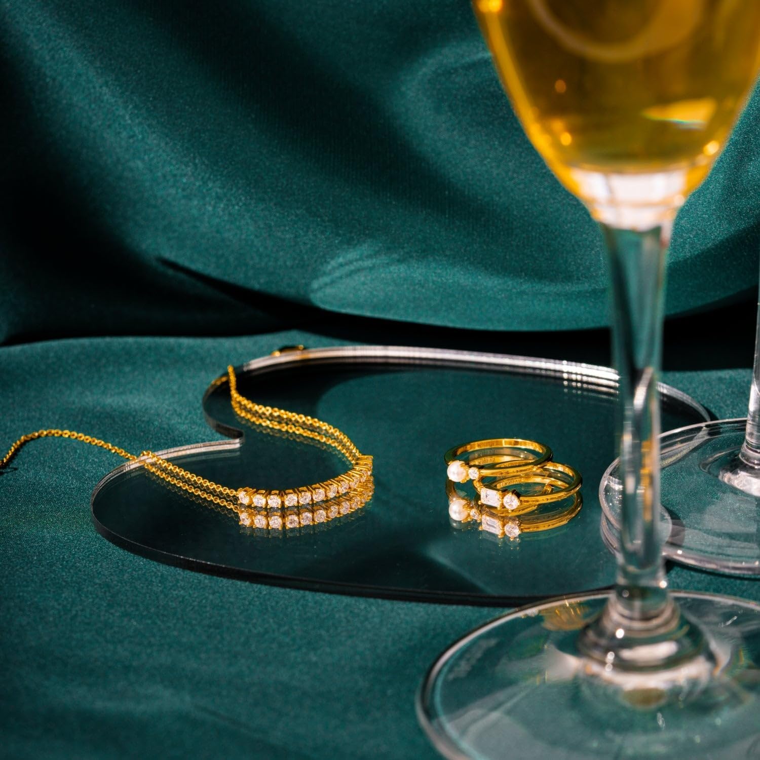 DIAMONBLISS Dainty Rings | Platinum, 14K Yellow Gold Plated 925 Sterling Silver Round Stackable Ring | 0.5-Carat Cubic Zirconia CZ Stimulated Diamond