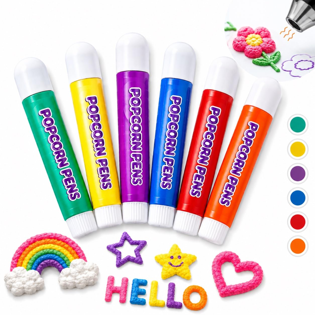 3D Relief Art Pen,2026 New 3D Bubble Popcorn Pens Multi Surface Use