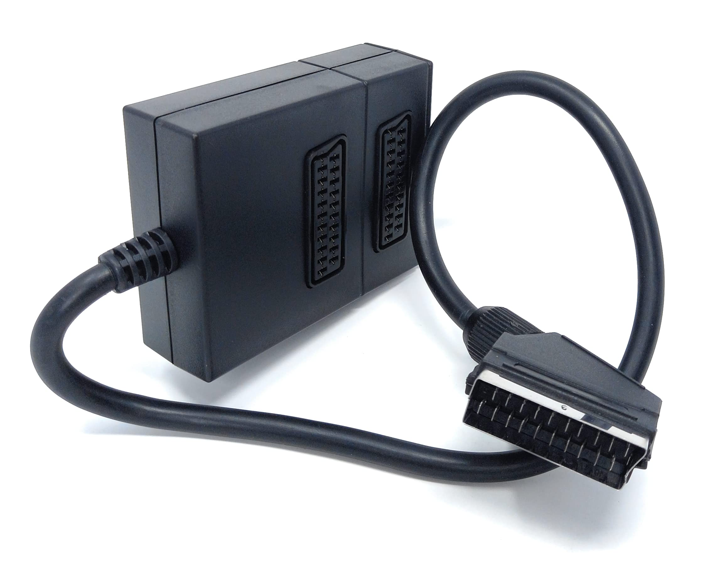 DRUT Scart Splitter Box Video Cable Adapter for TV DVD, VHS, Game Console (2 Way), black, Small - Image 3