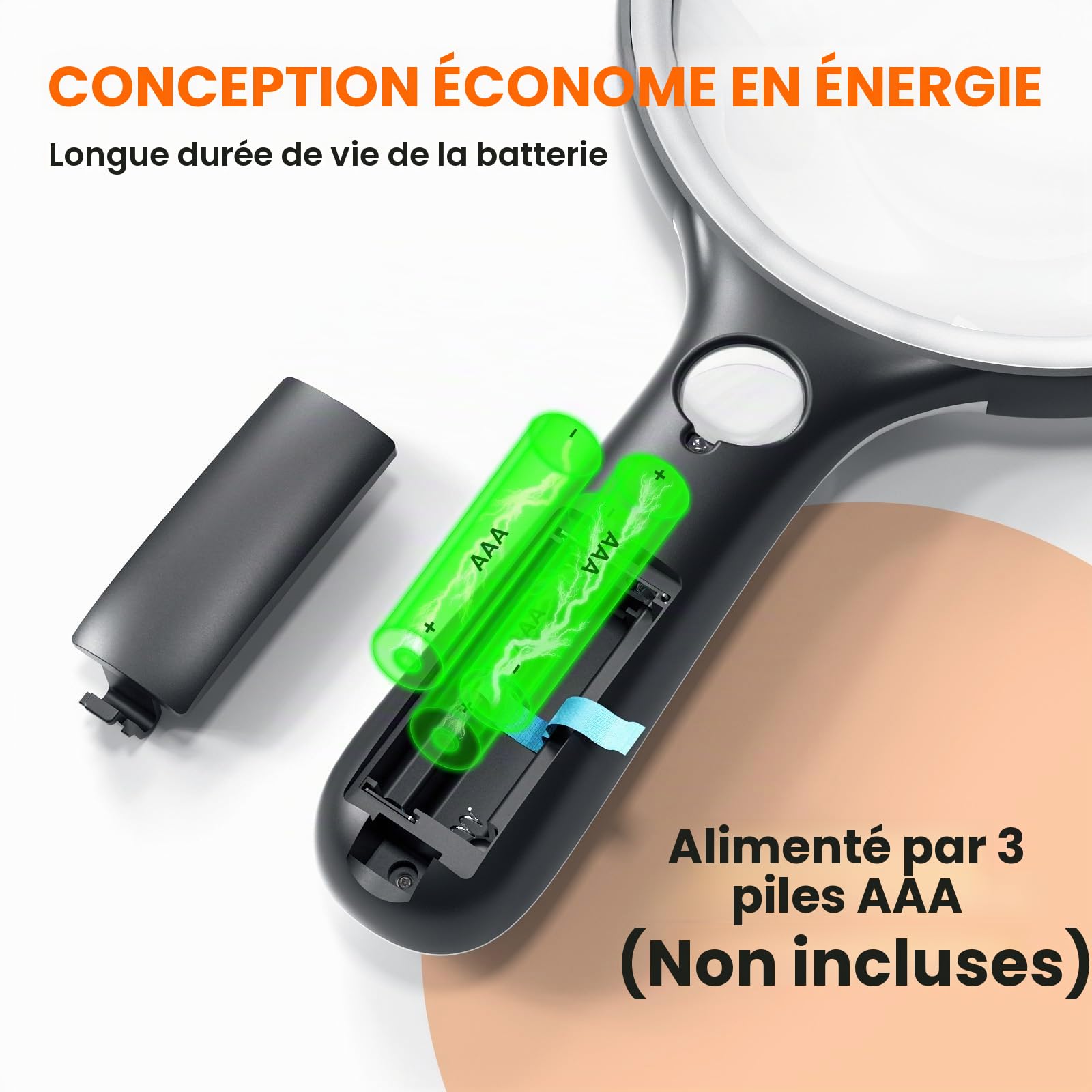 Loupe Grossissante 130 mm 20x30x avec 24 LED et Lampe UV pour Lecture