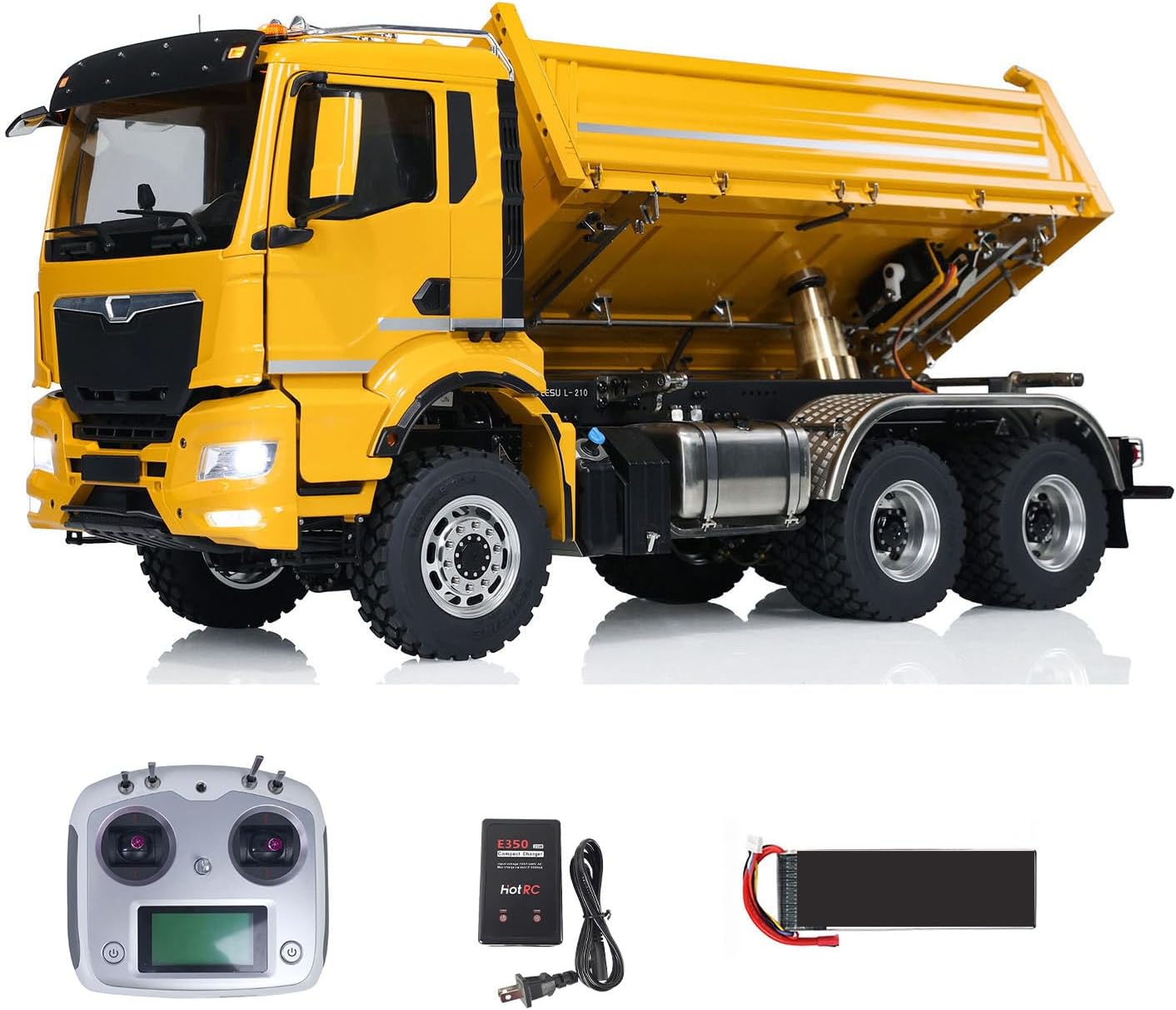 1/14 6x6 RC Hydraulic Dump Truck Metal 3-Way Radio Control Tipper Car Model LESU Construction Vehicle for Adult Hobby