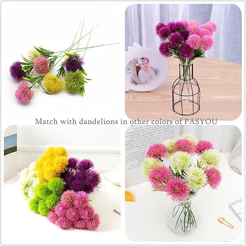 Miniatura 7 de PASYOU Flores artificiales de diente de león para decoración de plantas, vegetación de plástico, plantas sintéticas para exteriores, interiores