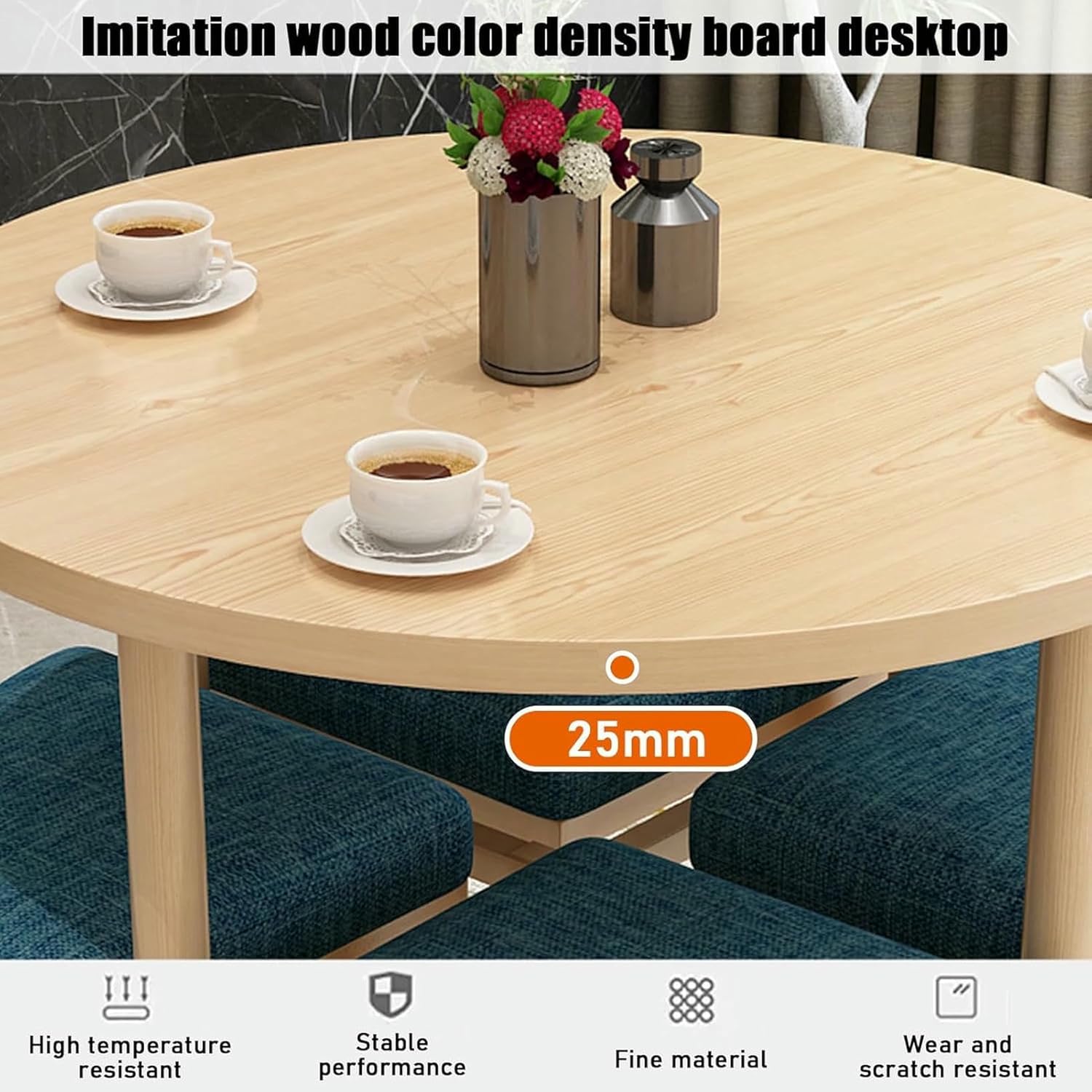 Office Reception Room Club Table, Round Conference Simple Coffee Kitchen Dining Table Set, Small Tables and Chairs Negotiation Save Space