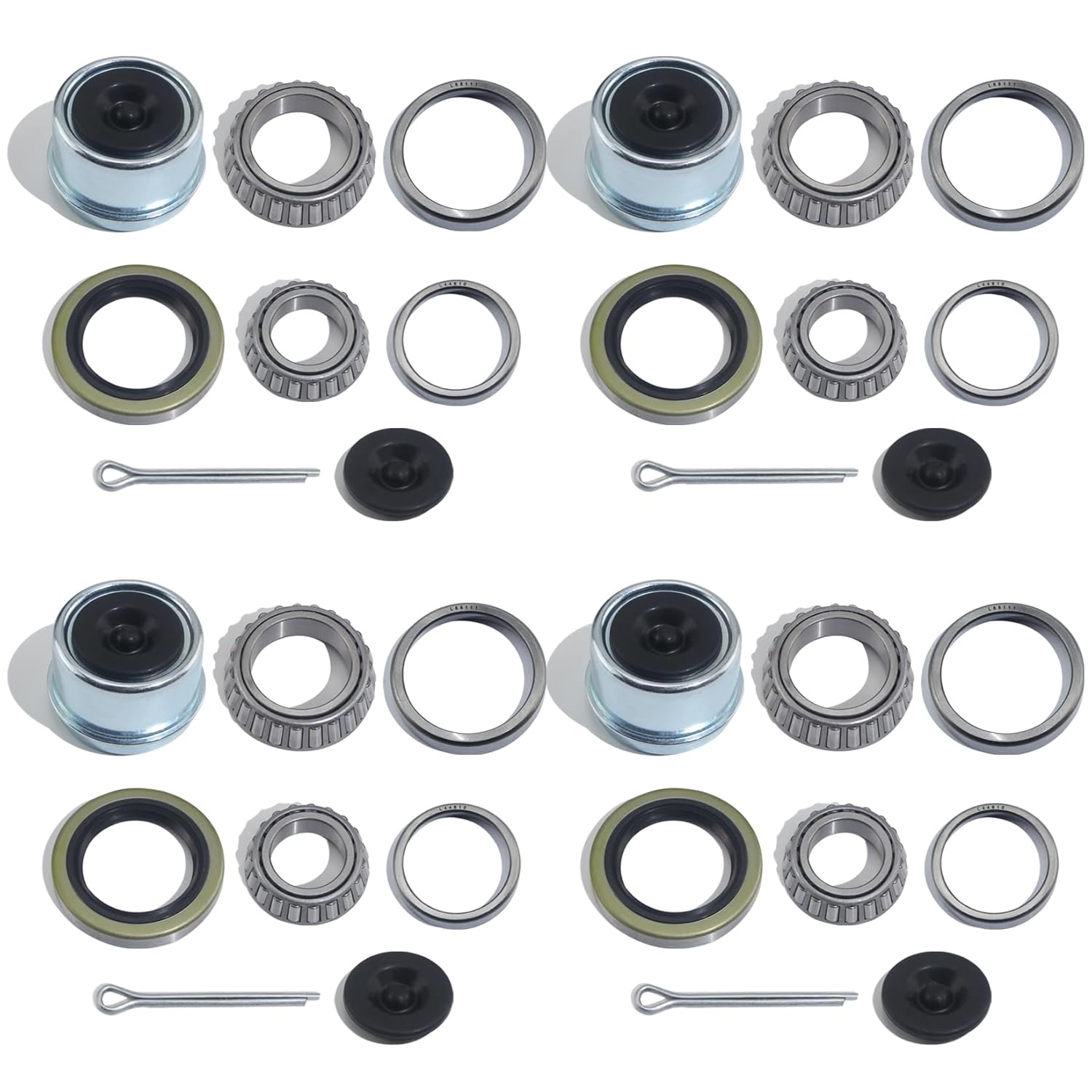 4 Sets L68149/L68111 L44649/L44610 Trailer Hub Bearings Kit for 3500lbs Tapered Axle, with 171255TB/10-19 Grease Seals 1.98'' Dust Caps, Hub Bearing Kits for 1-3/8'' to 1-1/16'' #84 Spindle