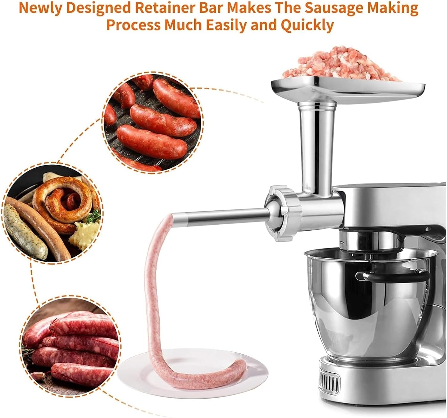 Meat Grinder Parts,Stand Mixer Attachment Food Grinder Set Kitchen Grinding Tools, Compatible for Kenwood Chef, Compatible for Chef XL KVC KVL KMix