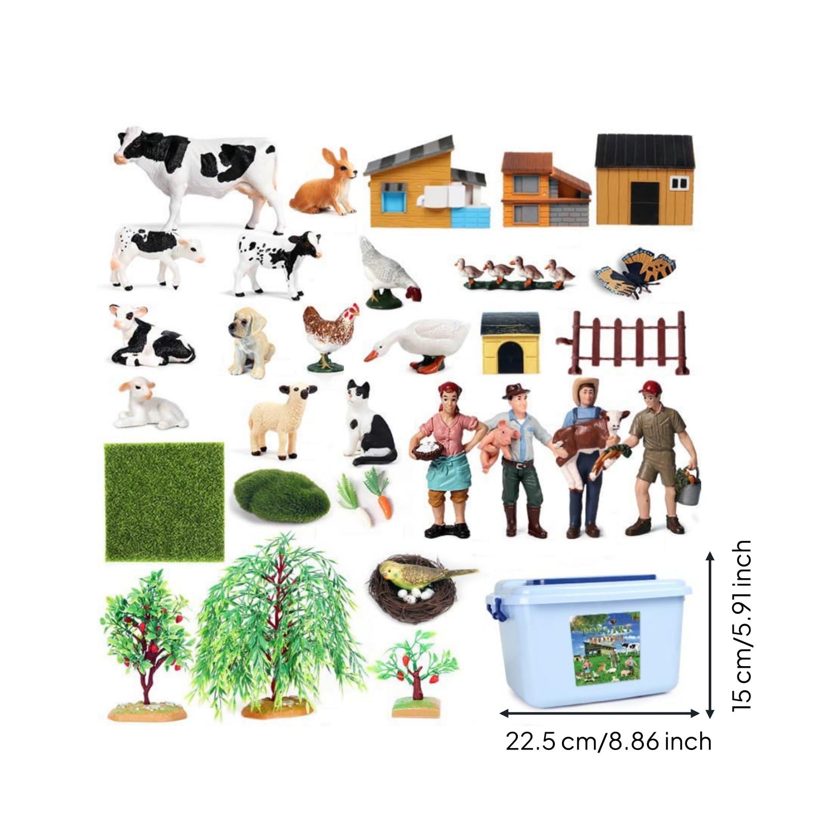 Figuras de Animales de Granja para Niños con Miniaturas Detalladas de Animales y Fences en Personajes para Aprendizaje Interactivo Adecuado para