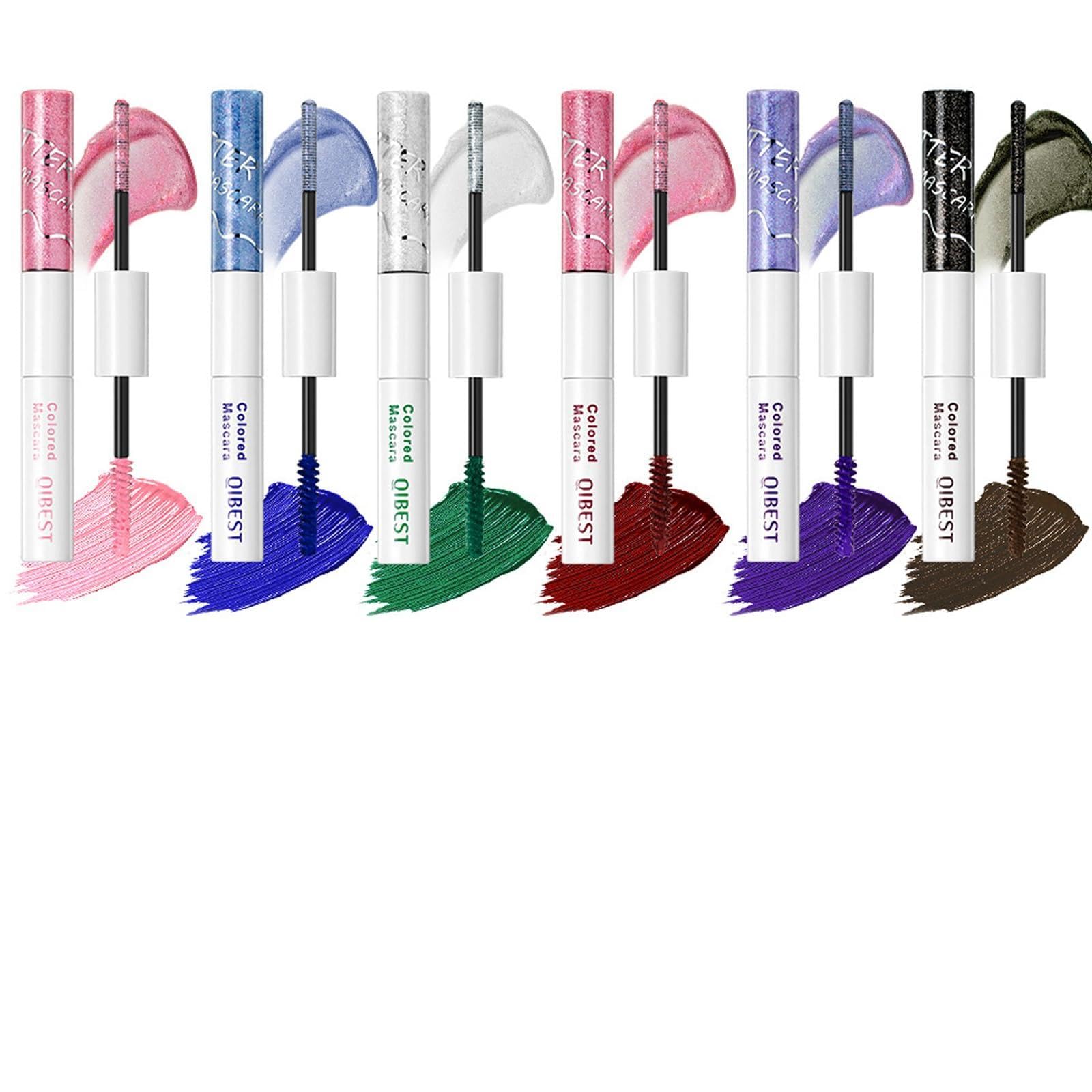 12 Colored Mascara for Eyelashes Set, Double-headed Shimmer Diamond & Matte
