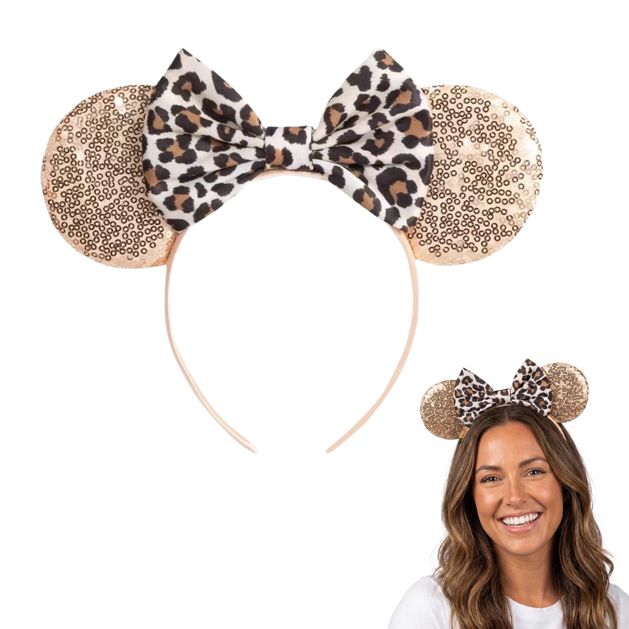 Mouse Ears Headbands for Women Groups Mouse Ears Shiny Bows for Birthday Themed Events Accessories Party