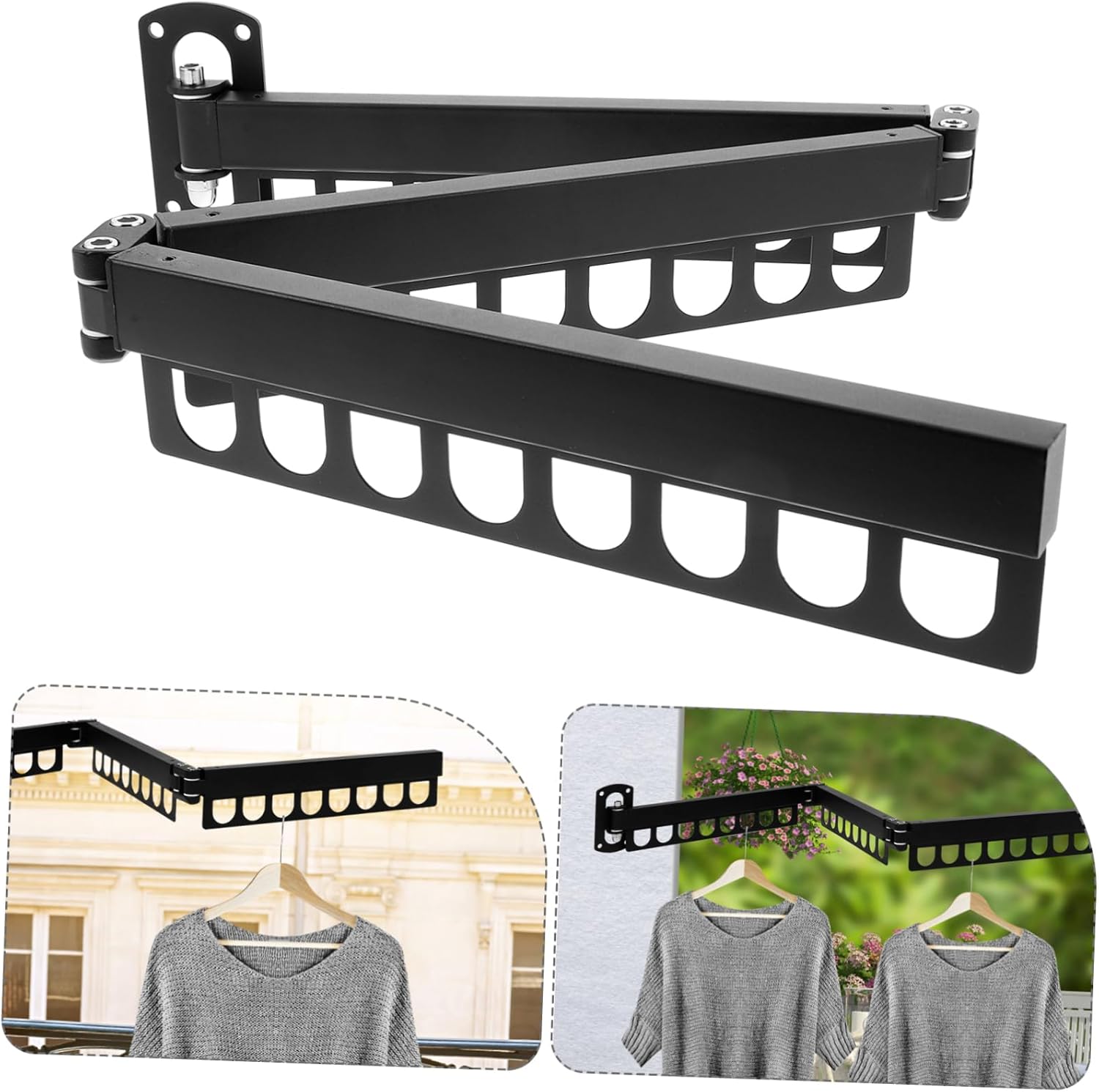 PRETYZOOM Wall Mounted Clothes Drying Rack Collapsible Garment Hanger for Indoor Outdoor Use Easy Installation Design with High Capacity for Efficient Laundry Drying