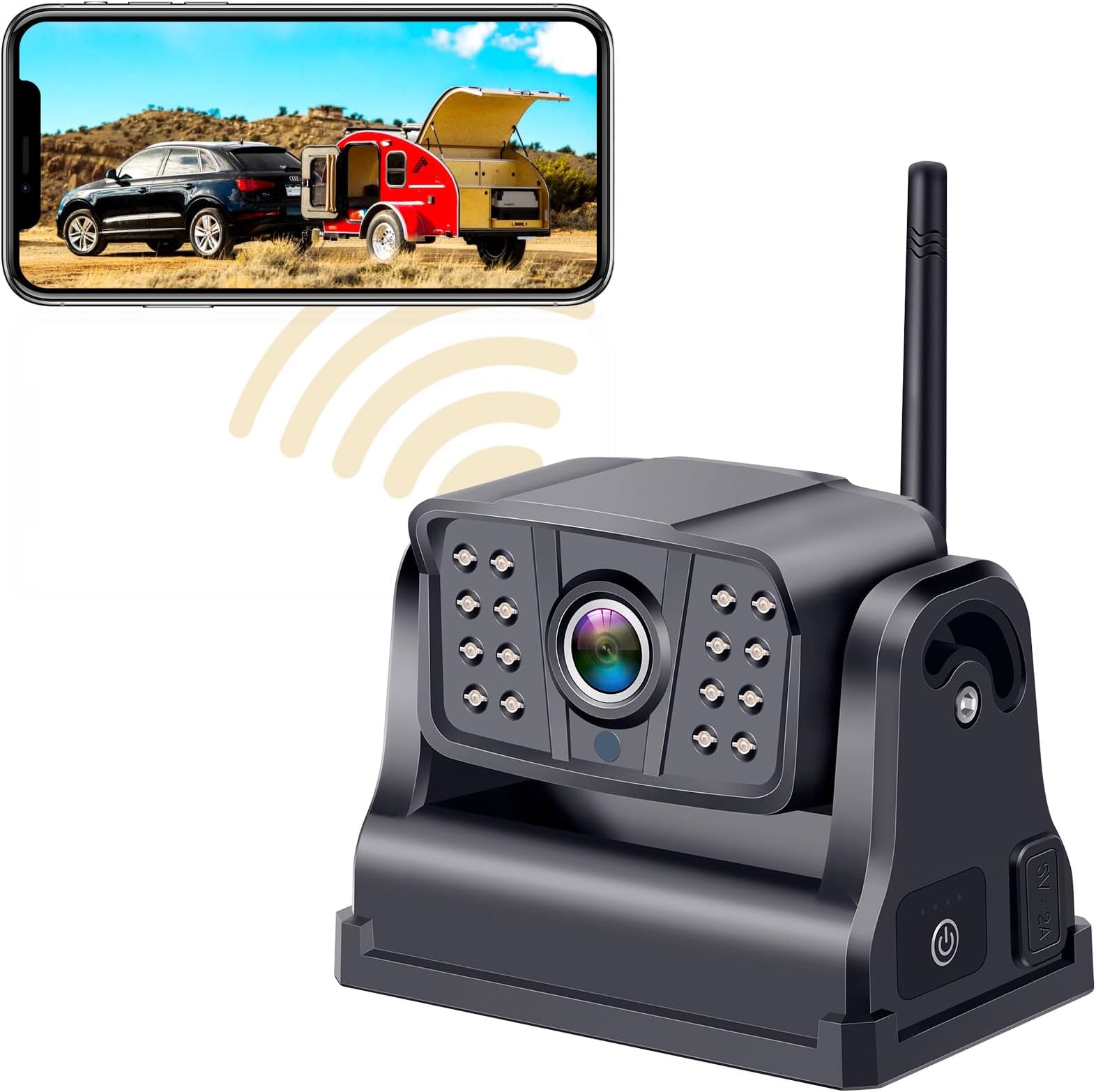 DoHonest Wireless Backup Camera Magnetic: Scratch-Proof Truck Trailer Hitch Rear View Camera HD 1080P No Wiring No Drilling Rechargeable 5 Inch Monitor System for Car RV Camper -V35