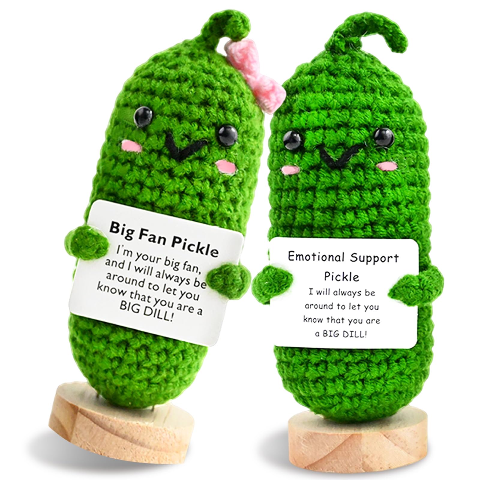 LSYZHX Emotional Support Pickle, Handmade Mini Funny Emotional Support Pickled Cucumber Gift Cute Handwoven Ornaments Emotional Support Crochet Pickled Cucumber Knitting Doll (Green)