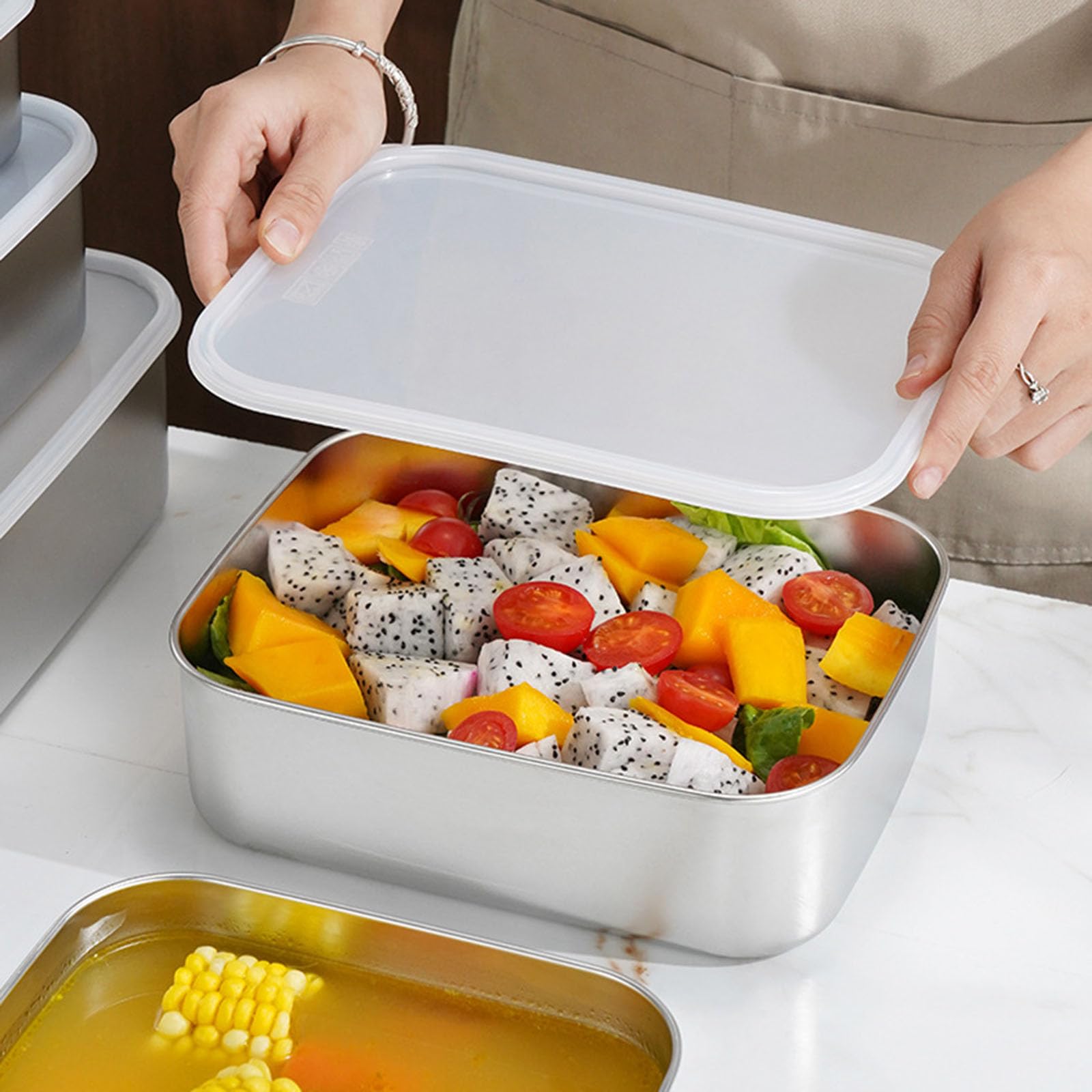 Lunch Box in Acciaio Inossidabile Isolato con Coperchio, Pratico e Pratico, con Funzione di Riscaldamento per Studenti e Professionisti (1000 ml)