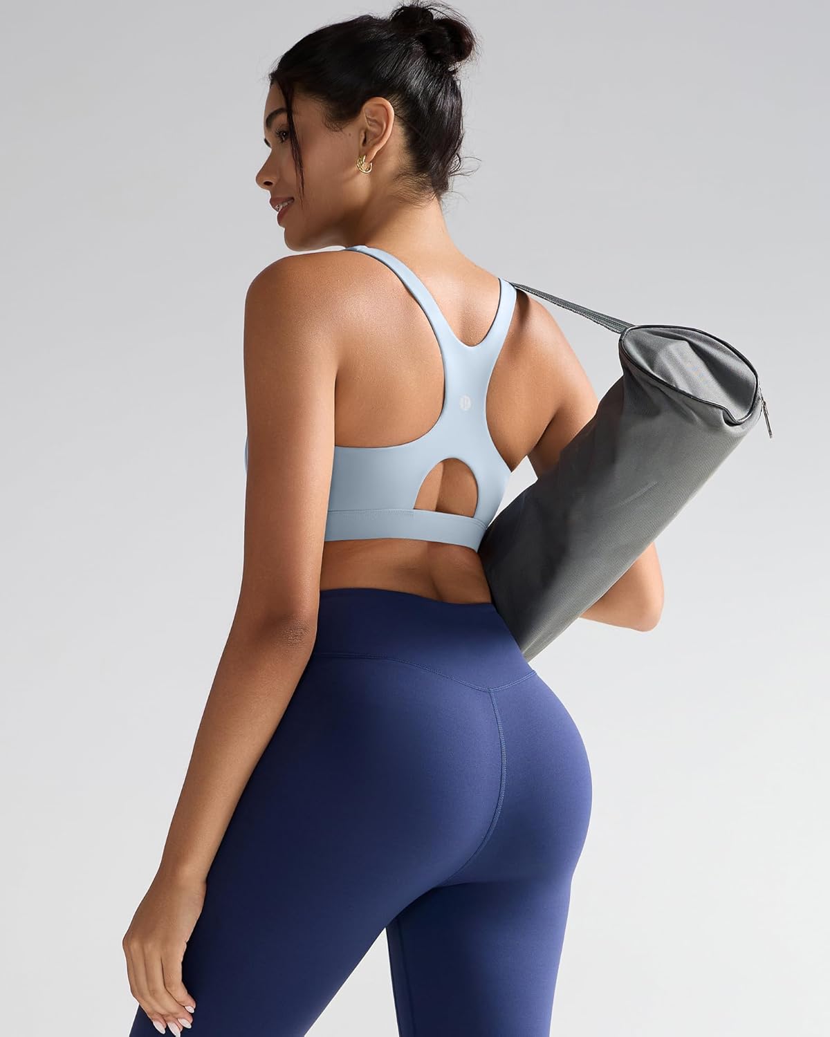 RUNNING GIRL Sports Bras for Women High Support,Racerback High Impact Grey Sports Bra Moulded Cup Workout Bra Push up - Image 8