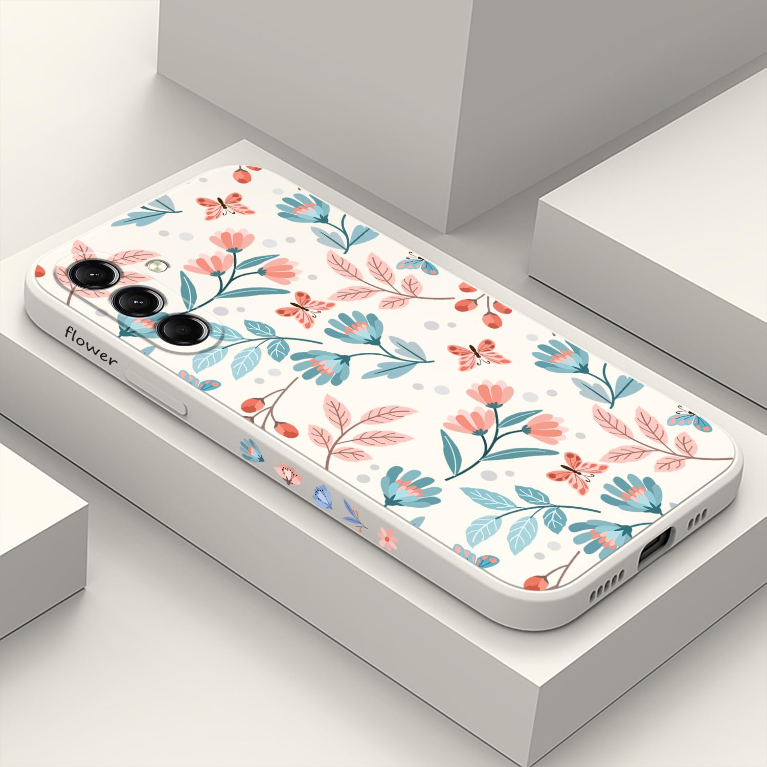 LEECG for Samsung S24 Plus Case, Flower Pattern Design S24 Plus Phone Cover Ultra Thin Soft Anti Drop Liquid Silicone Case for Samsung Galaxy S24 Plus