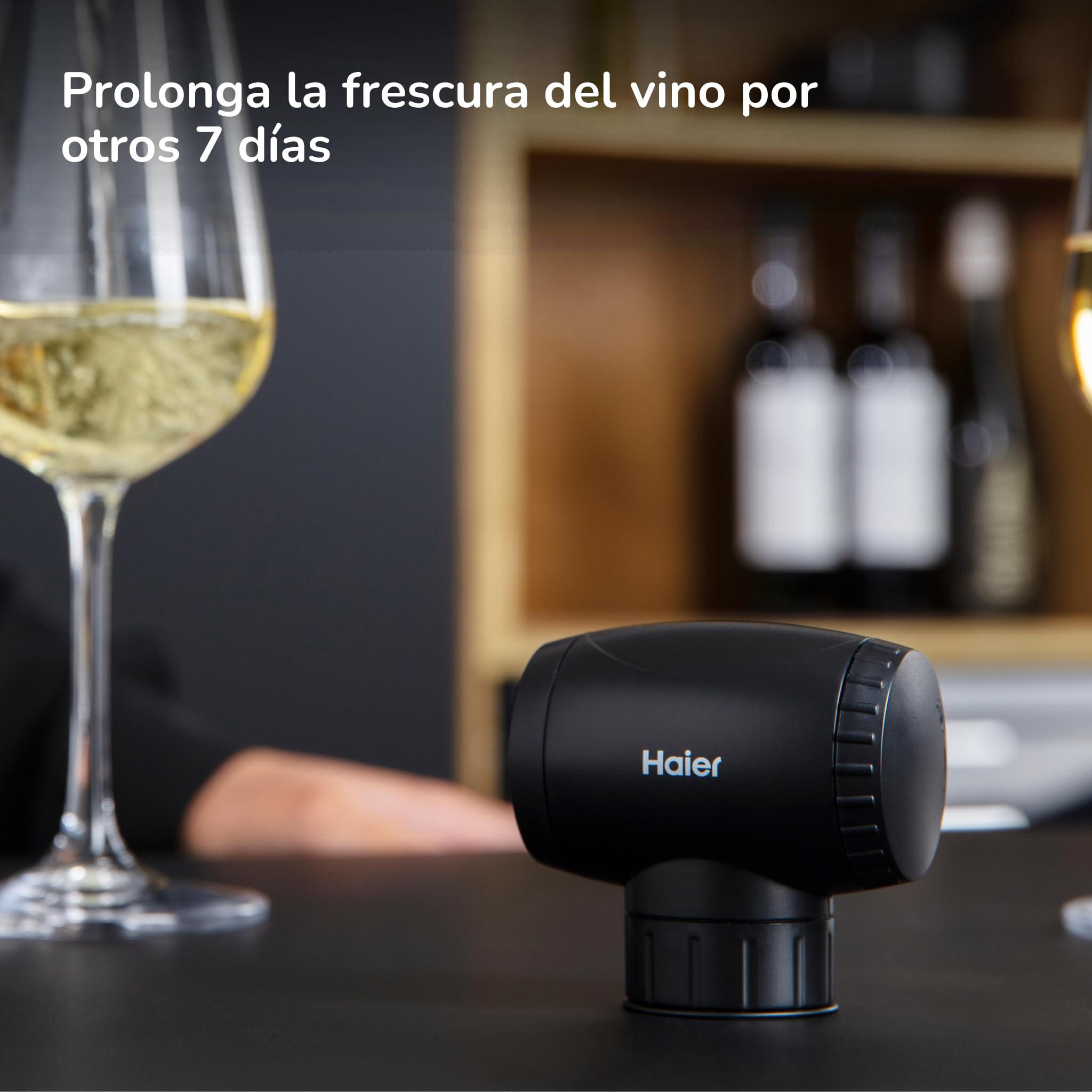 Sellador al vacío de aire para vino eléctrico Haier, conserva sabor y aroma auténticos, prolonga la vida útil de las botellas de vino abiertas hasta 7 días, regalo perfecta para los amantes del vino