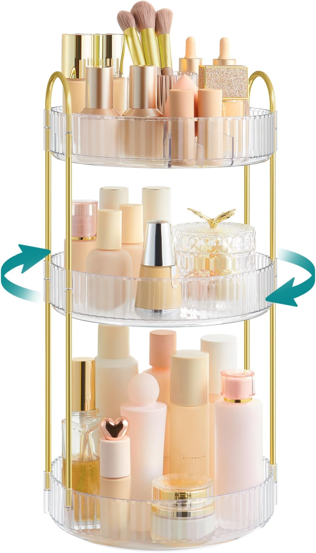 Organisateur De Maquillage Rotatif 360° Transparent - Rangement étagère Cosmétiques